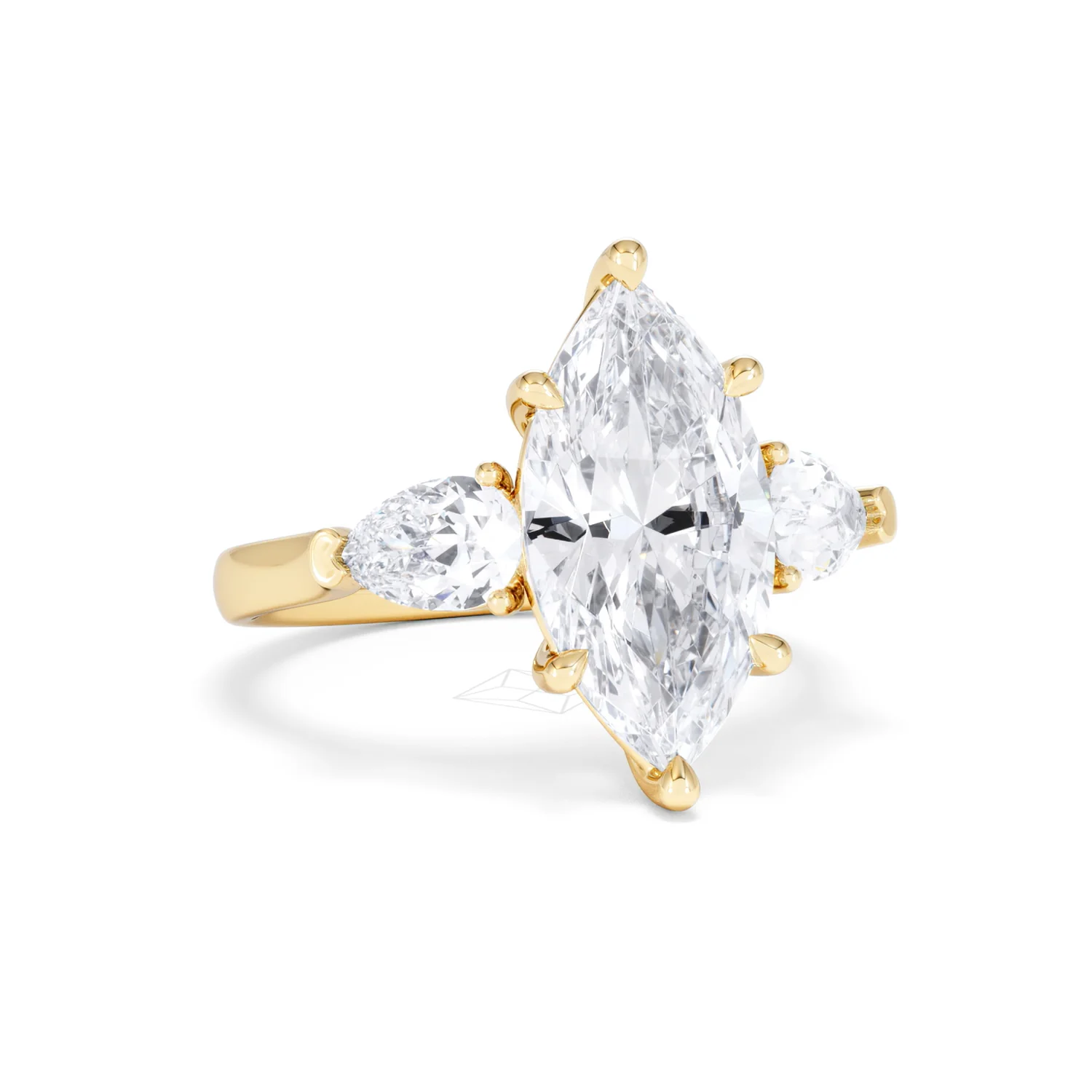 Adore 3.80ct Marquise Cut Lab Diamond 3 Stone Engagement Ring in 18K Yellow Gold - Image 11