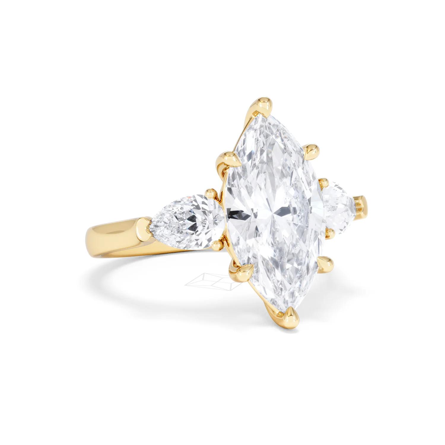 Adore 3.80ct Marquise Cut Lab Diamond 3 Stone Engagement Ring in 18K Yellow Gold - Image 12