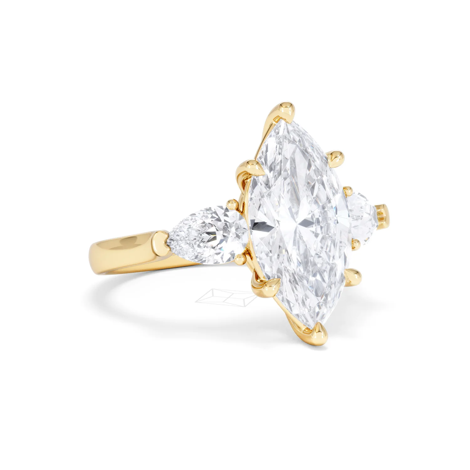 Adore 3.80ct Marquise Cut Lab Diamond 3 Stone Engagement Ring in 18K Yellow Gold - Image 13