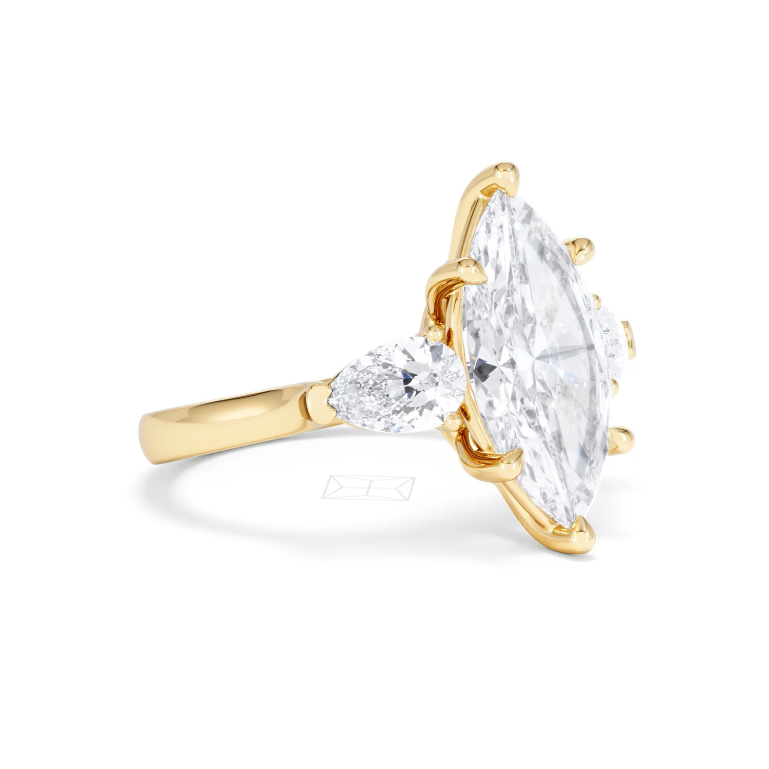 Adore 3.80ct Marquise Cut Lab Diamond 3 Stone Engagement Ring in 18K Yellow Gold - Image 16