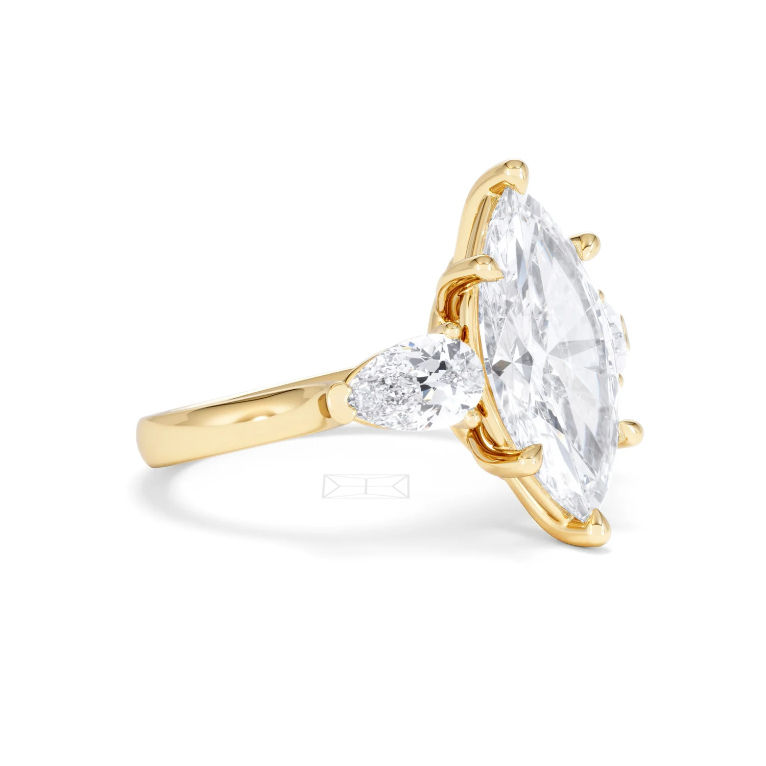 Adore 3.80ct Marquise Cut Lab Diamond 3 Stone Engagement Ring in 18K Yellow Gold - Image 17