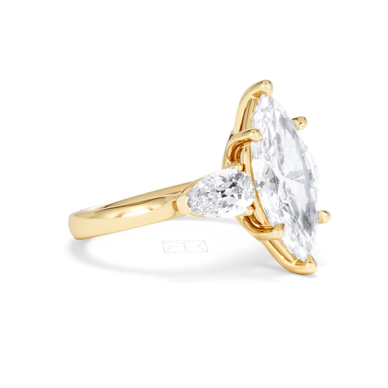 Adore 3.80ct Marquise Cut Lab Diamond 3 Stone Engagement Ring in 18K Yellow Gold - Image 18