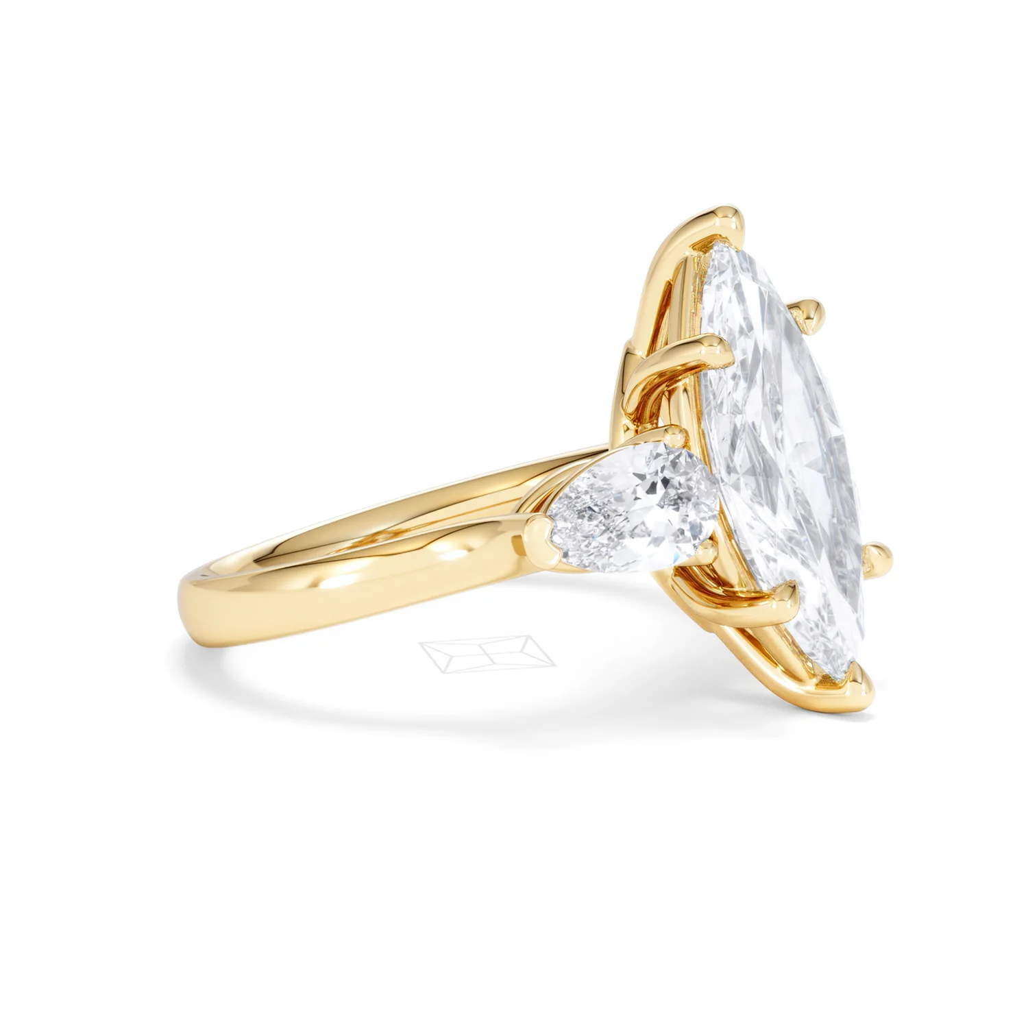Adore 3.80ct Marquise Cut Lab Diamond 3 Stone Engagement Ring in 18K Yellow Gold - Image 20
