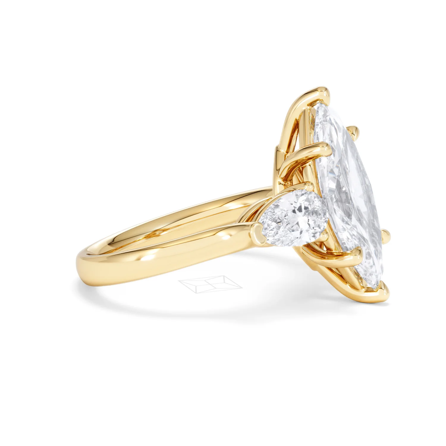 Adore 3.80ct Marquise Cut Lab Diamond 3 Stone Engagement Ring in 18K Yellow Gold - Image 22