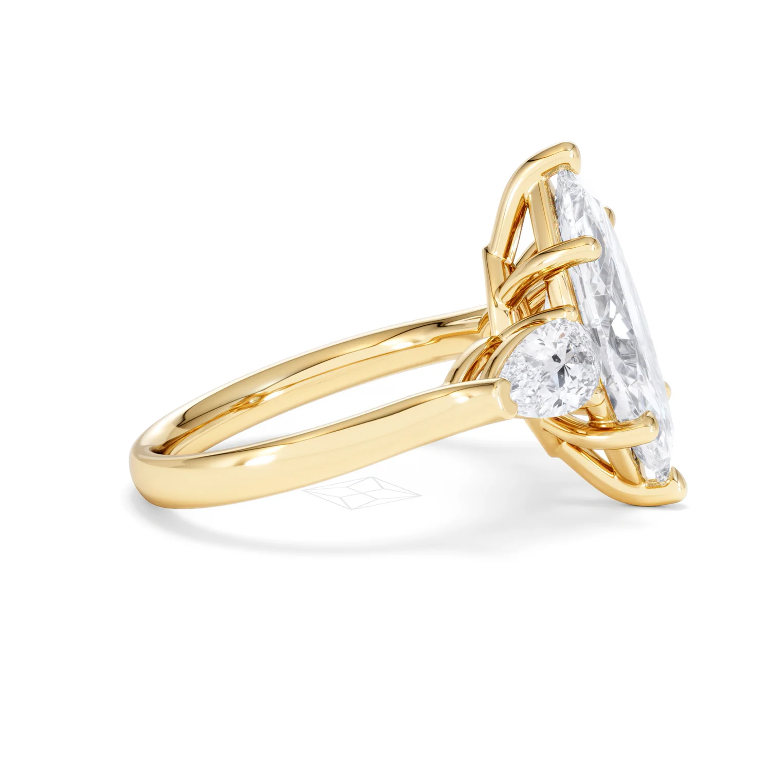 Adore 3.80ct Marquise Cut Lab Diamond 3 Stone Engagement Ring in 18K Yellow Gold - Image 25