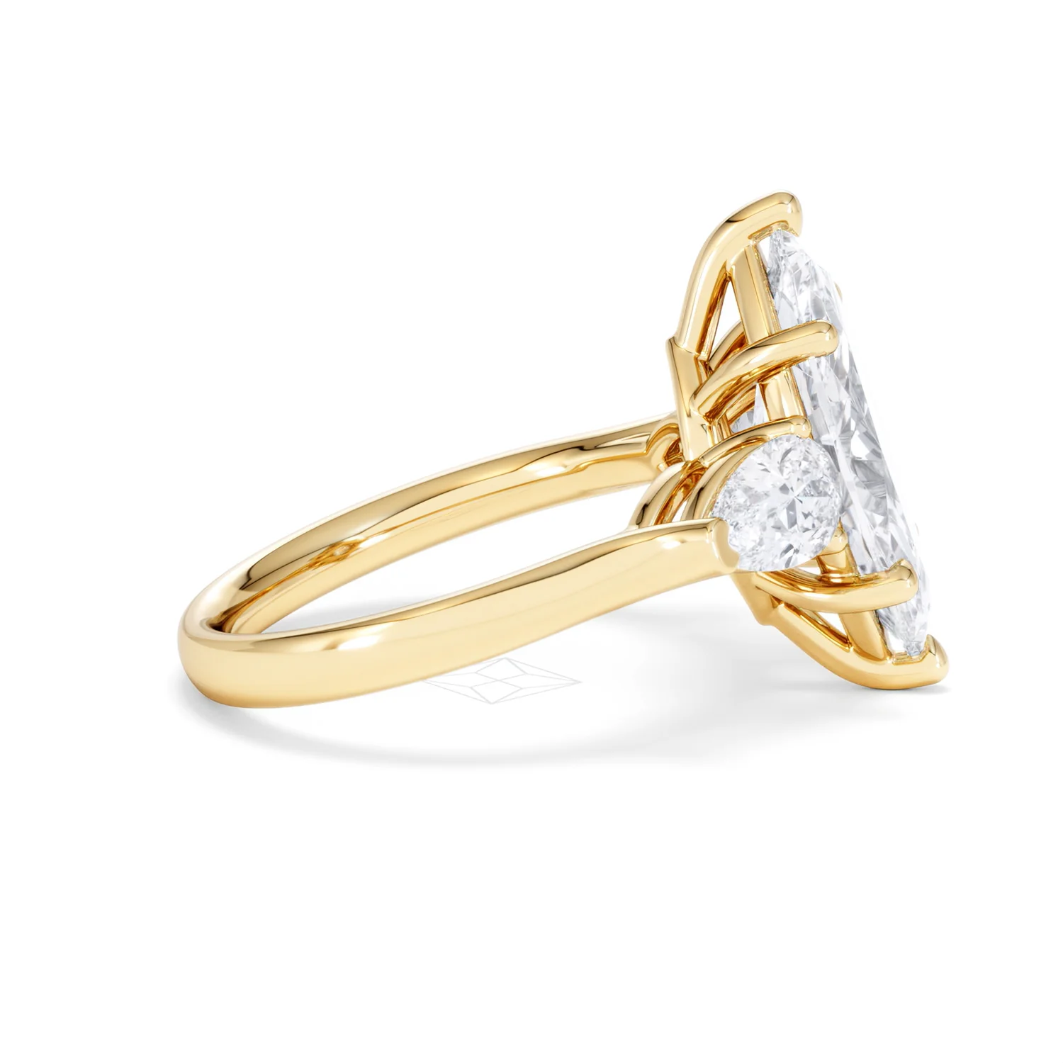 Adore 3.80ct Marquise Cut Lab Diamond 3 Stone Engagement Ring in 18K Yellow Gold - Image 26