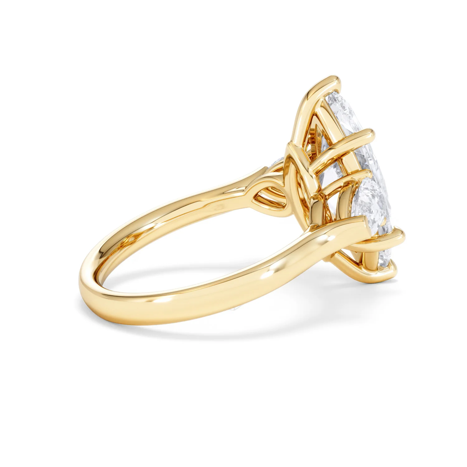 Adore 3.80ct Marquise Cut Lab Diamond 3 Stone Engagement Ring in 18K Yellow Gold - Image 32