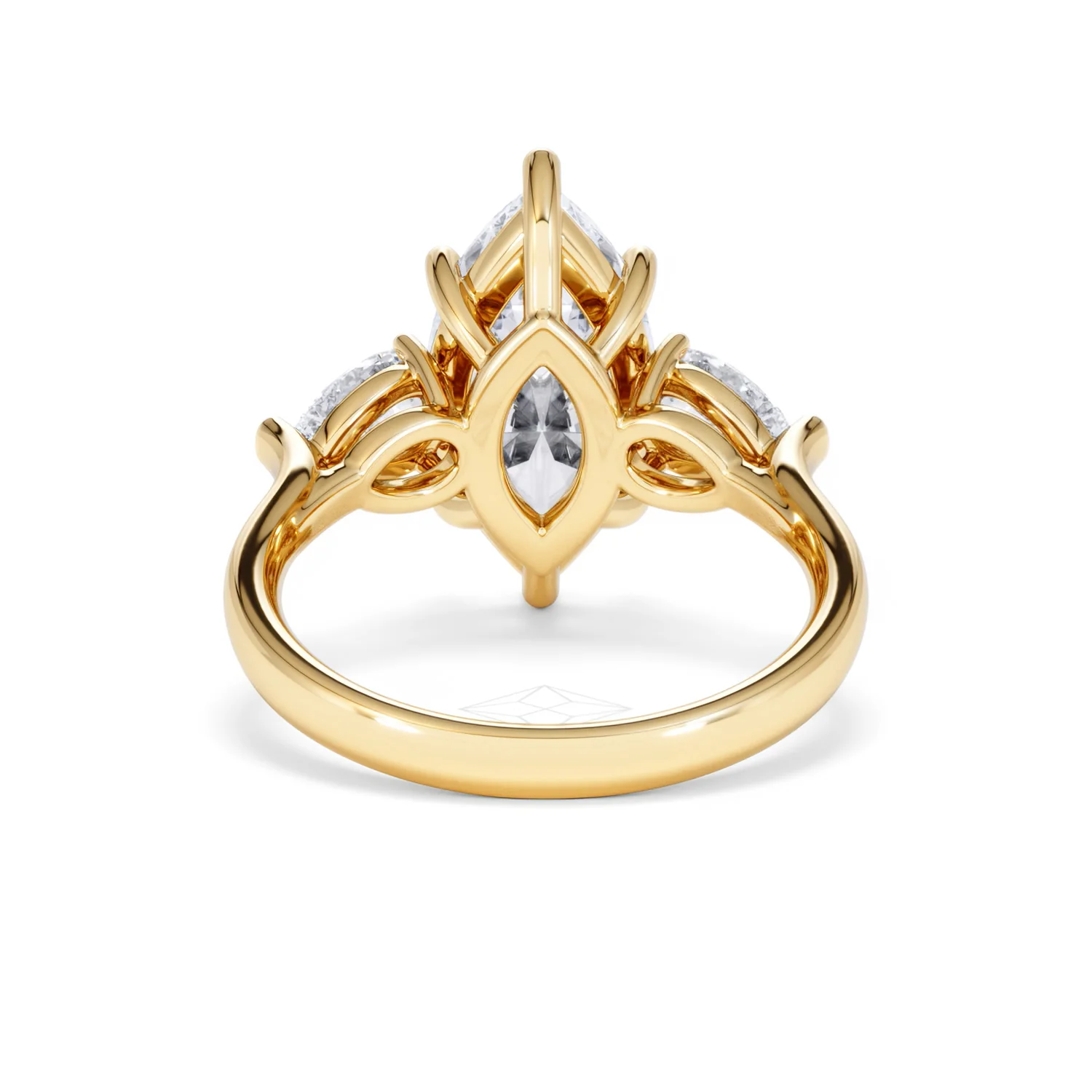 Adore 3.80ct Marquise Cut Lab Diamond 3 Stone Engagement Ring in 18K Yellow Gold - Image 47