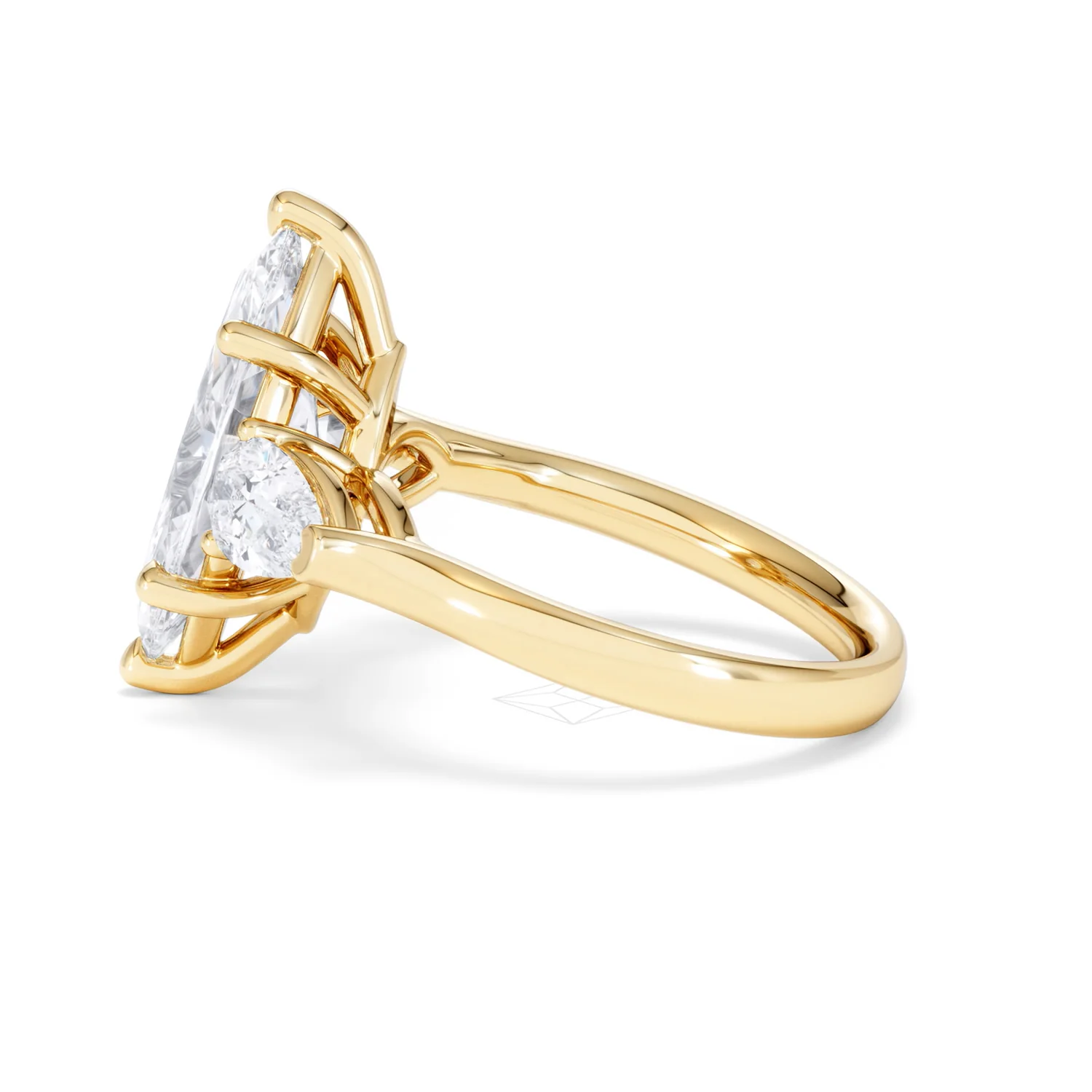Adore 3.80ct Marquise Cut Lab Diamond 3 Stone Engagement Ring in 18K Yellow Gold - Image 66