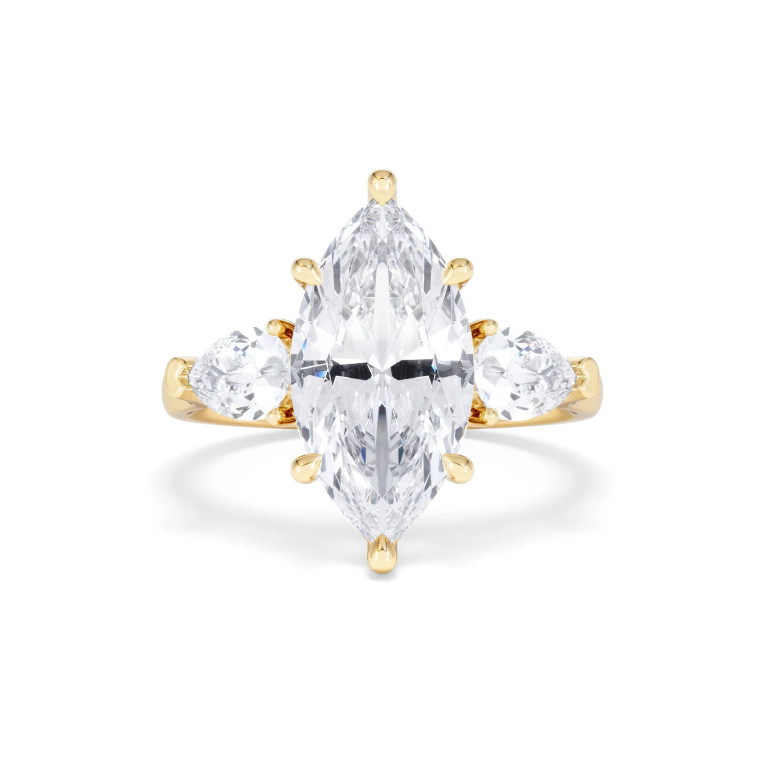 Adore 3.80ct Marquise Cut Lab Diamond 3 Stone Engagement Ring in 18K Yellow Gold - Image 7