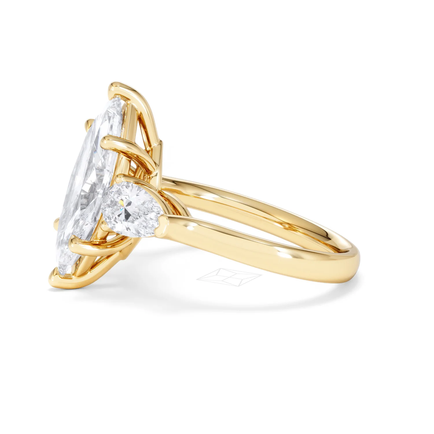 Adore 3.80ct Marquise Cut Lab Diamond 3 Stone Engagement Ring in 18K Yellow Gold - Image 70