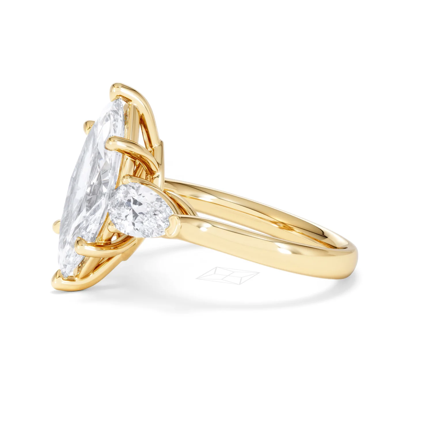 Adore 3.80ct Marquise Cut Lab Diamond 3 Stone Engagement Ring in 18K Yellow Gold - Image 71
