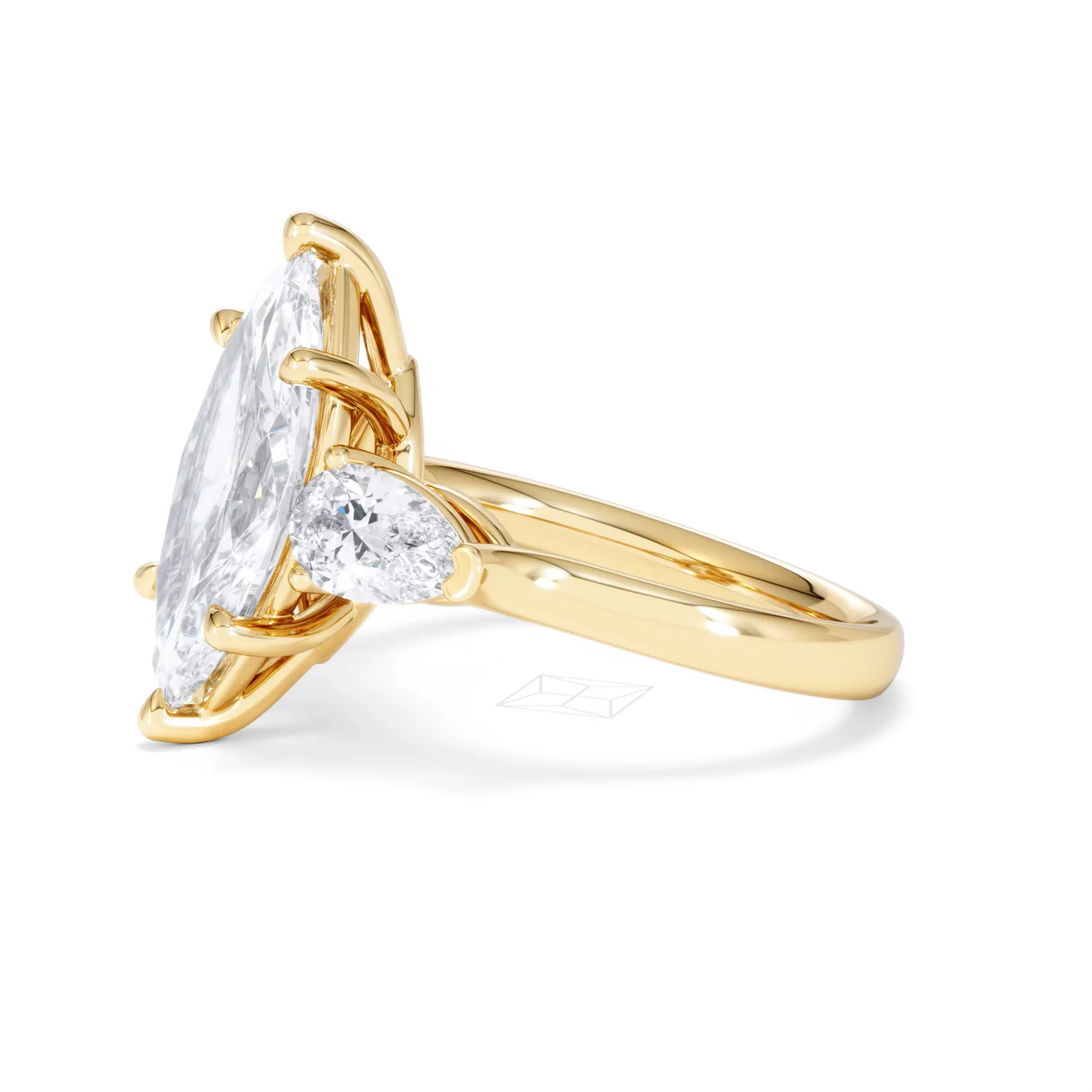Adore 3.80ct Marquise Cut Lab Diamond 3 Stone Engagement Ring in 18K Yellow Gold - Image 72