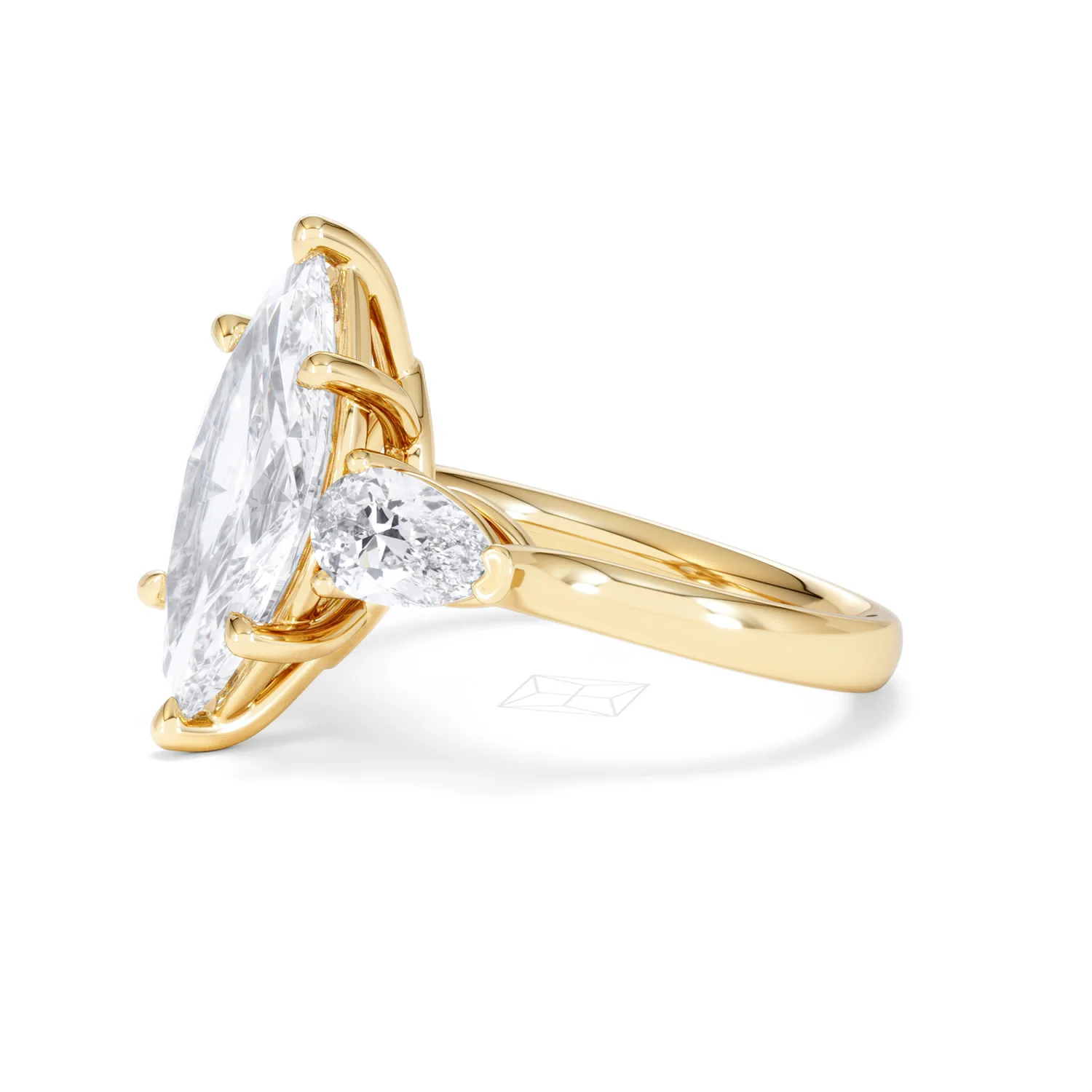 Adore 3.80ct Marquise Cut Lab Diamond 3 Stone Engagement Ring in 18K Yellow Gold - Image 73