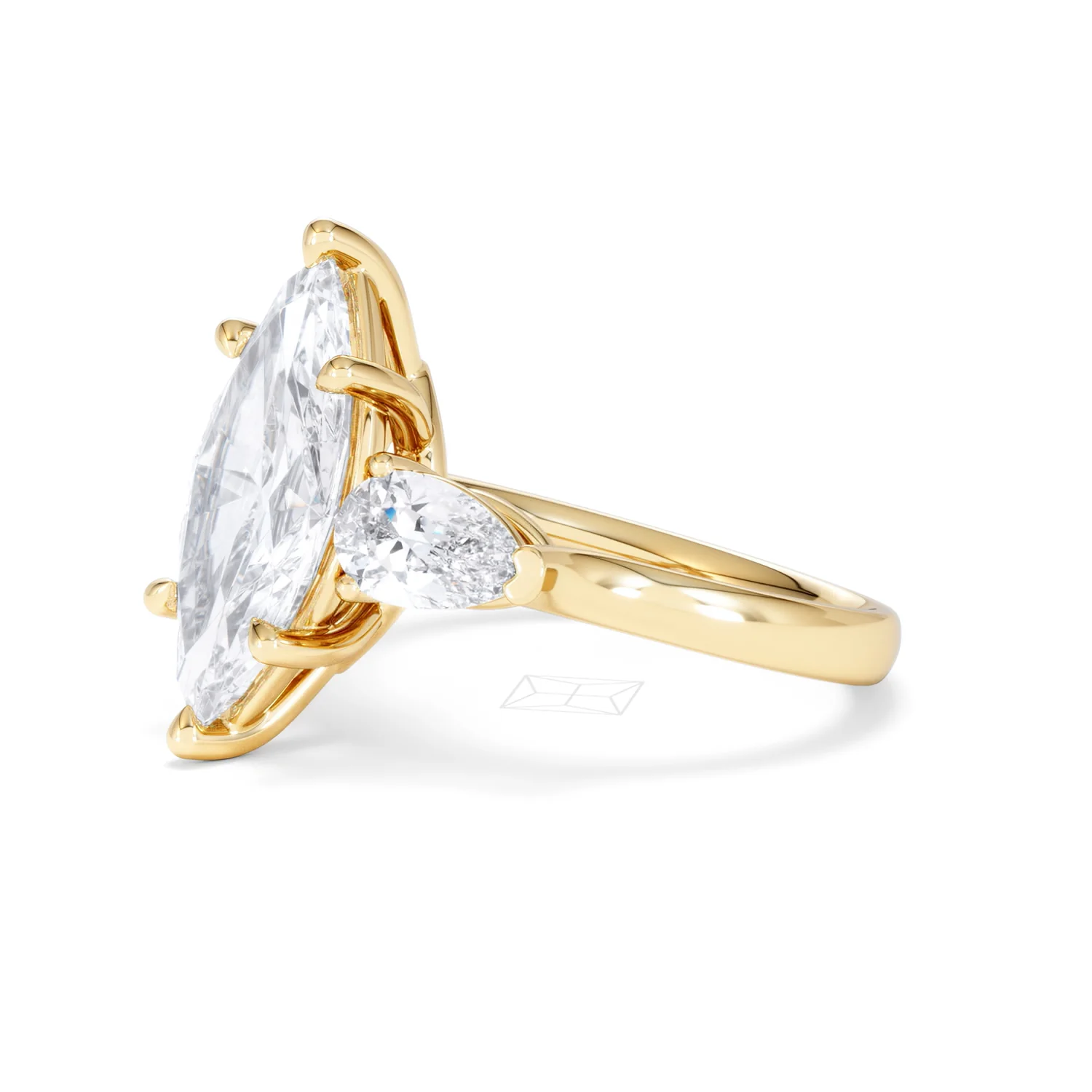 Adore 3.80ct Marquise Cut Lab Diamond 3 Stone Engagement Ring in 18K Yellow Gold - Image 74