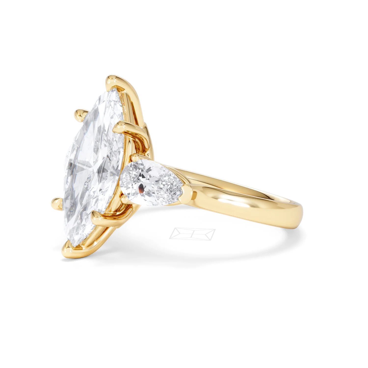 Adore 3.80ct Marquise Cut Lab Diamond 3 Stone Engagement Ring in 18K Yellow Gold - Image 75