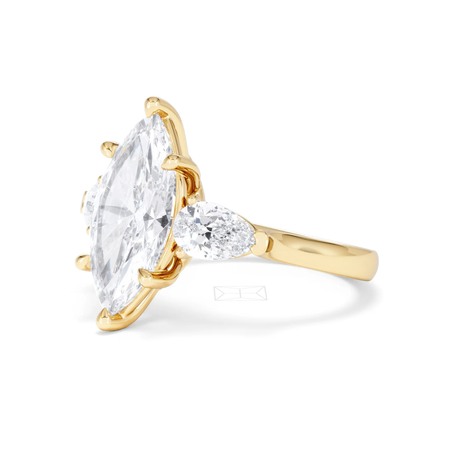 Adore 3.80ct Marquise Cut Lab Diamond 3 Stone Engagement Ring in 18K Yellow Gold - Image 77