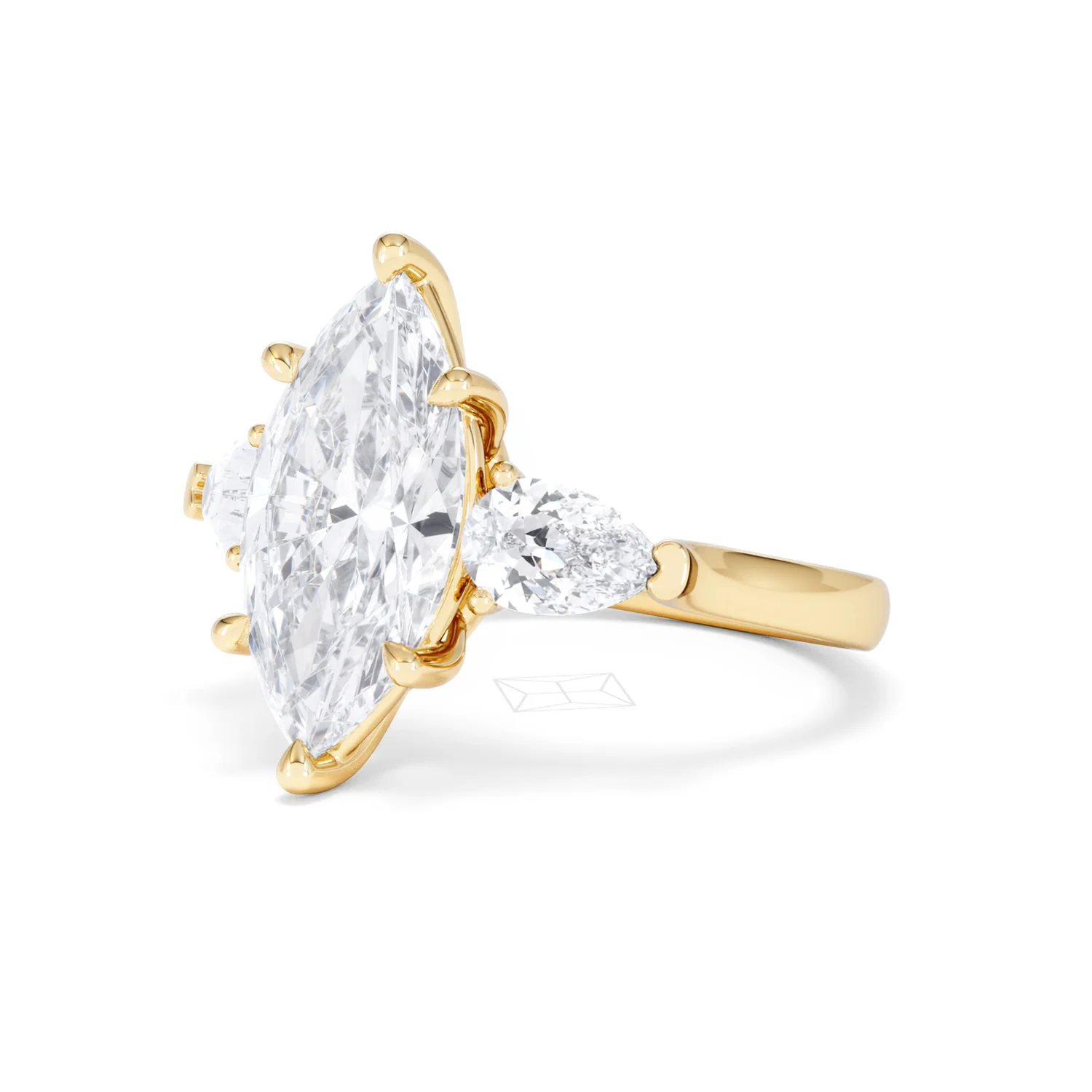 Adore 3.80ct Marquise Cut Lab Diamond 3 Stone Engagement Ring in 18K Yellow Gold - Image 79