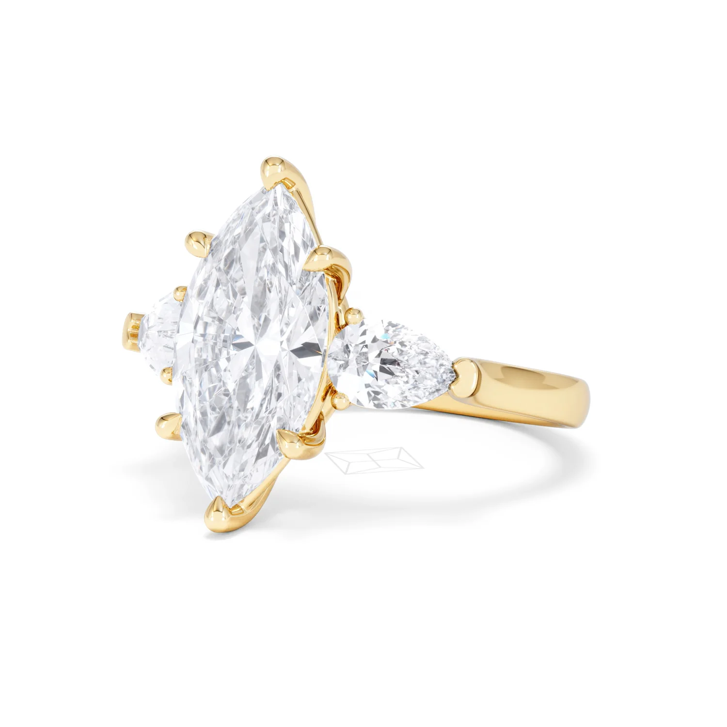 Adore 3.80ct Marquise Cut Lab Diamond 3 Stone Engagement Ring in 18K Yellow Gold - Image 80
