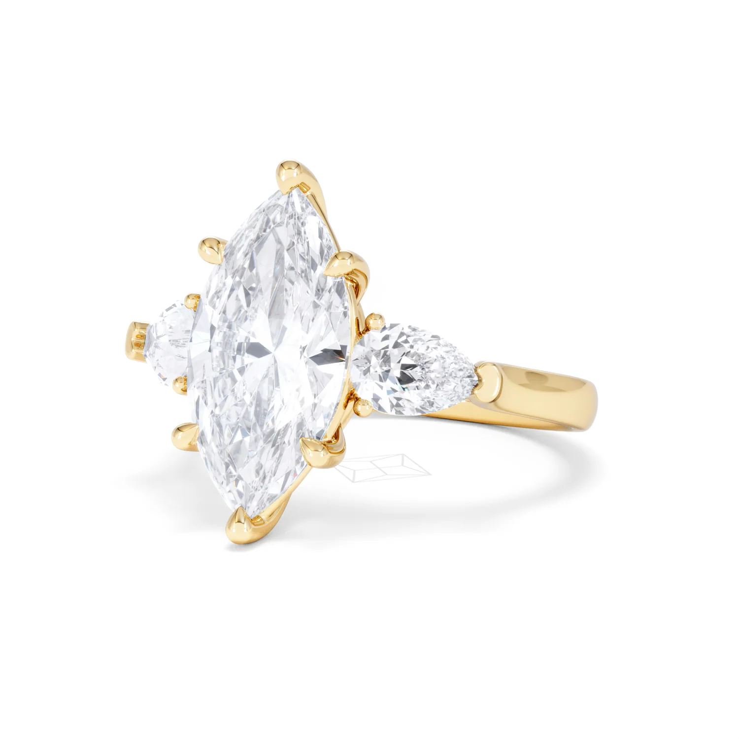 Adore 3.80ct Marquise Cut Lab Diamond 3 Stone Engagement Ring in 18K Yellow Gold - Image 81