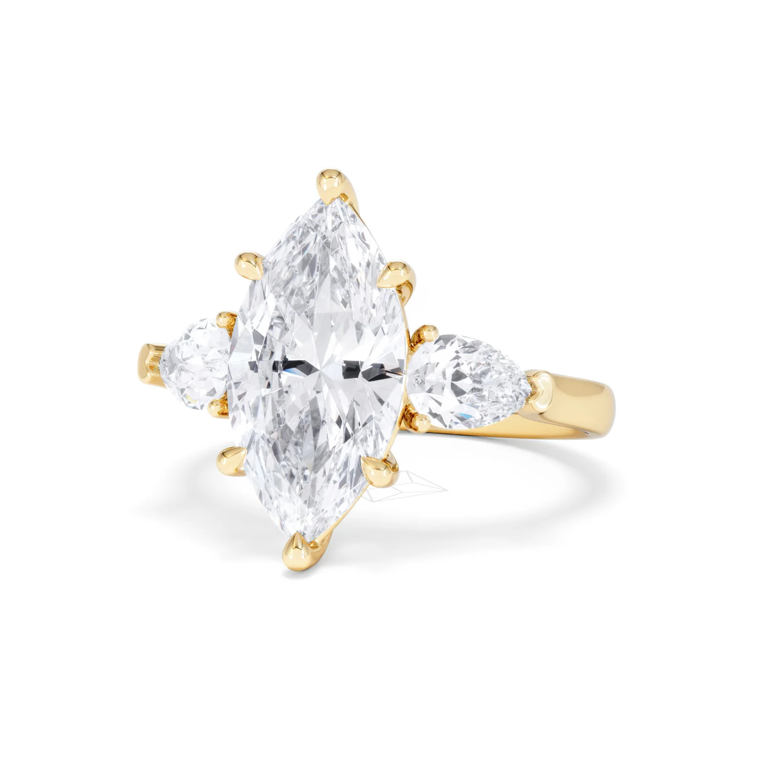 Adore 3.80ct Marquise Cut Lab Diamond 3 Stone Engagement Ring in 18K Yellow Gold - Image 83