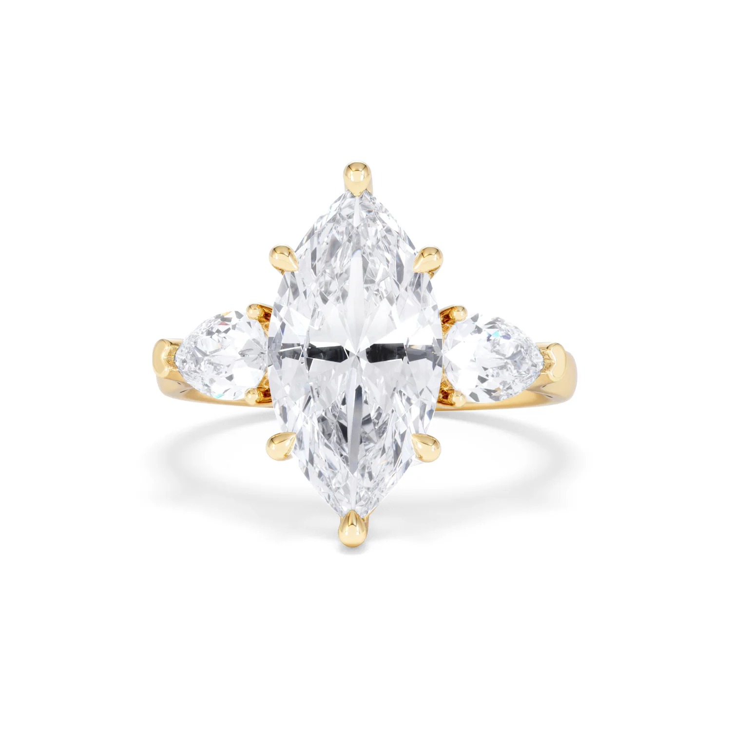 Adore 3.80ct Marquise Cut Lab Diamond 3 Stone Engagement Ring in 18K Yellow Gold - Image 86