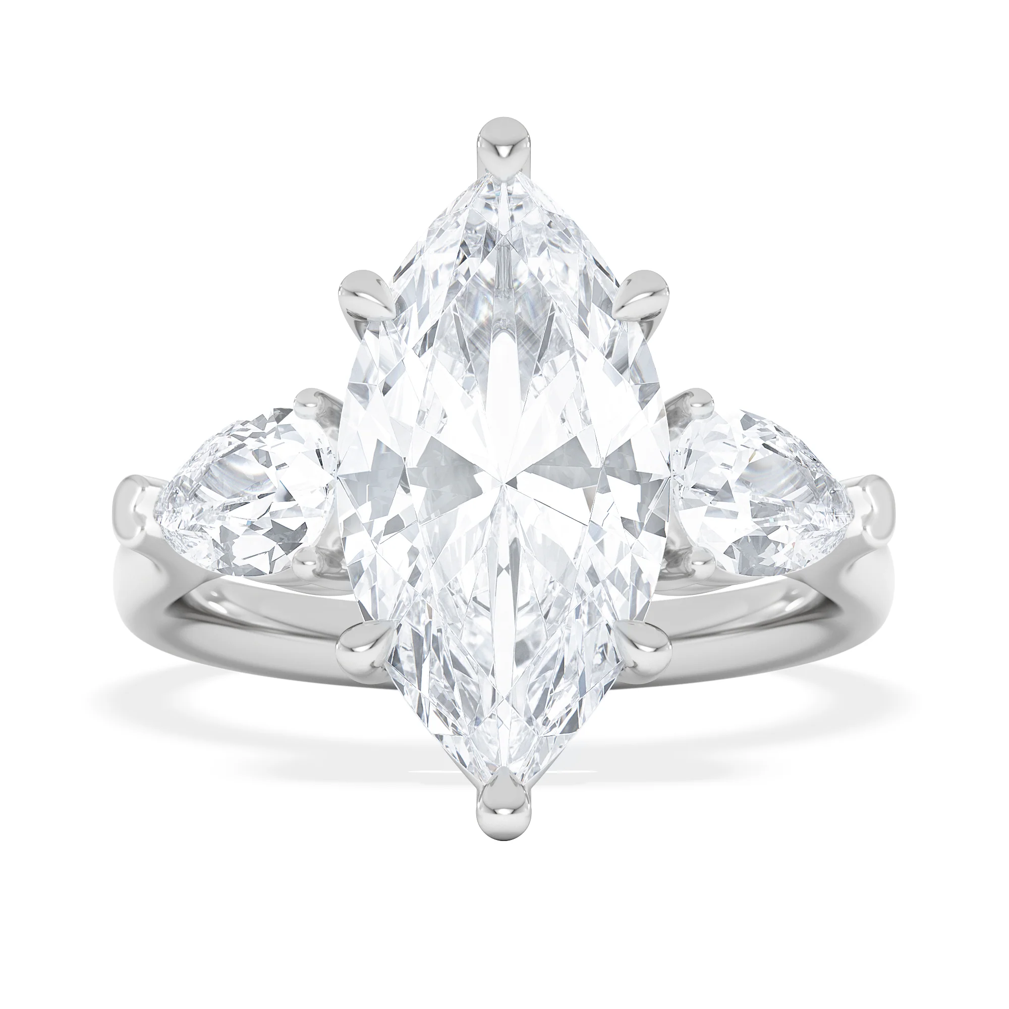 Adore 3.80ct Marquise Cut Lab Diamond 3 Stone Engagement Ring in Platinum - Image 6