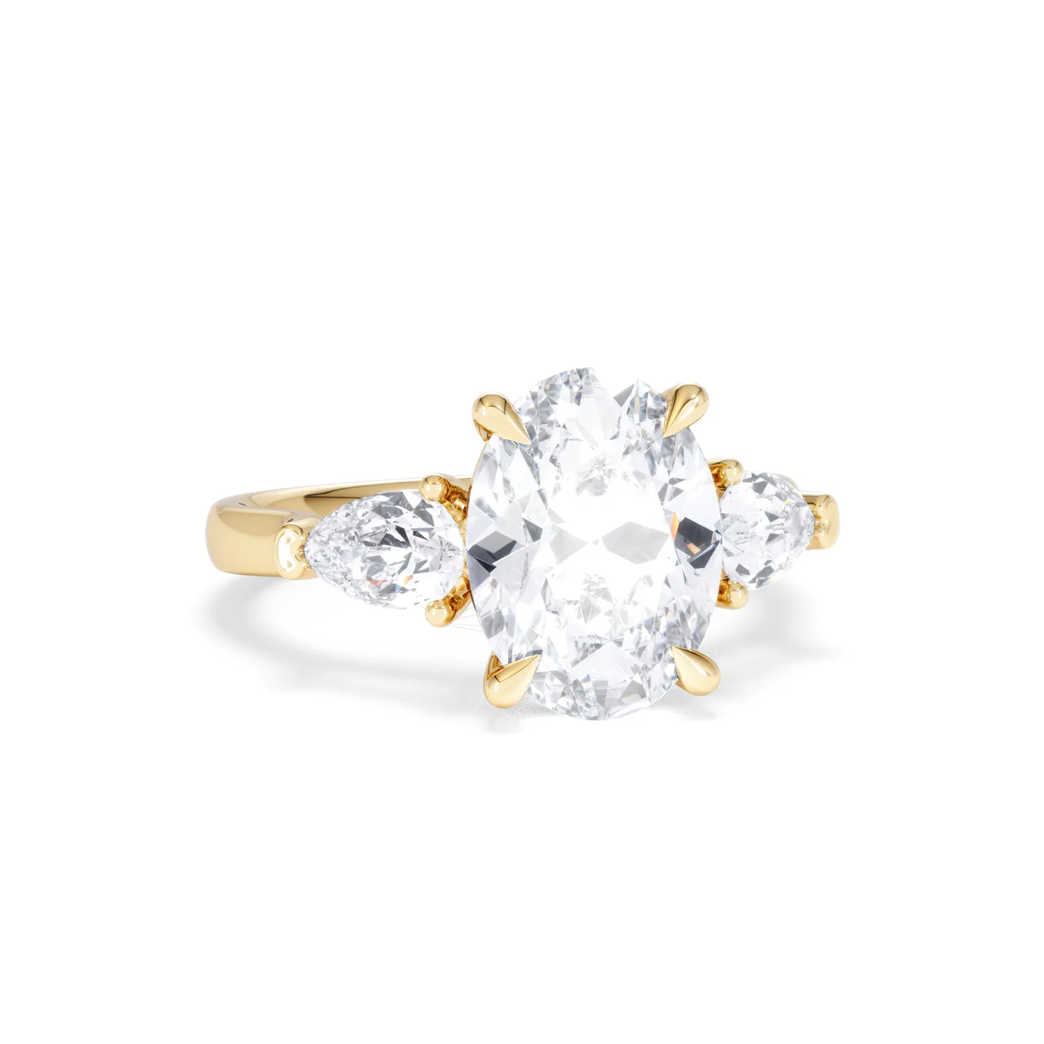 Adore 3.80ct Oval Cut Lab Diamond 3 Stone Engagement Ring in 18K Yellow Gold - Image 10