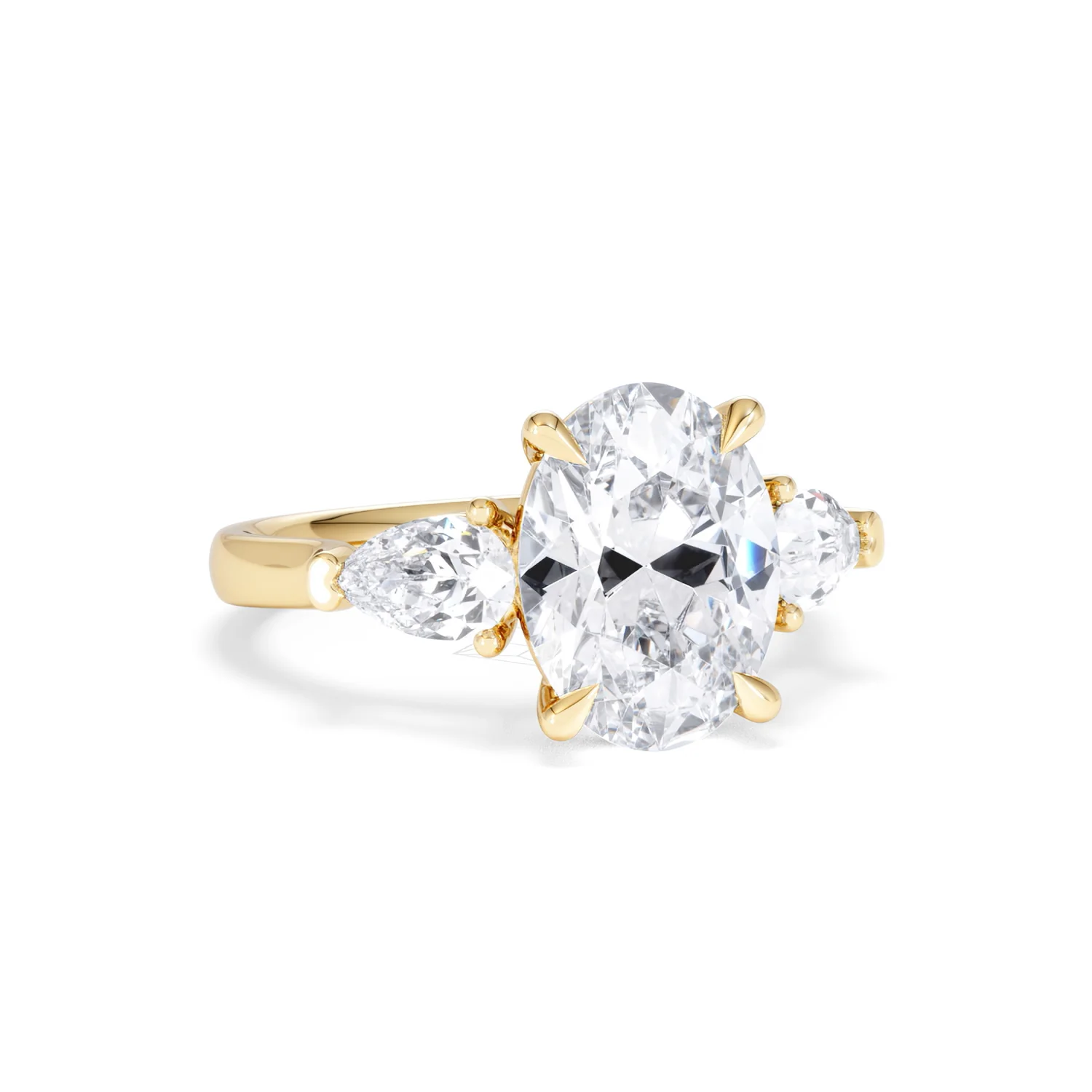 Adore 3.80ct Oval Cut Lab Diamond 3 Stone Engagement Ring in 18K Yellow Gold - Image 11