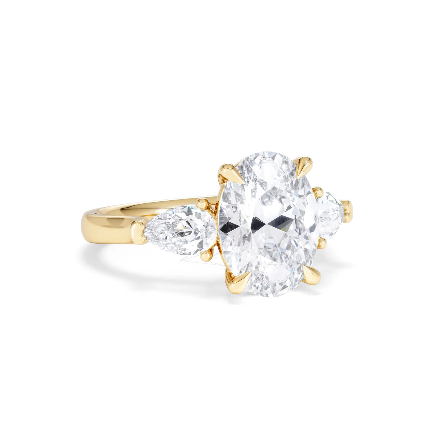Adore 3.80ct Oval Cut Lab Diamond 3 Stone Engagement Ring in 18K Yellow Gold - Image 12