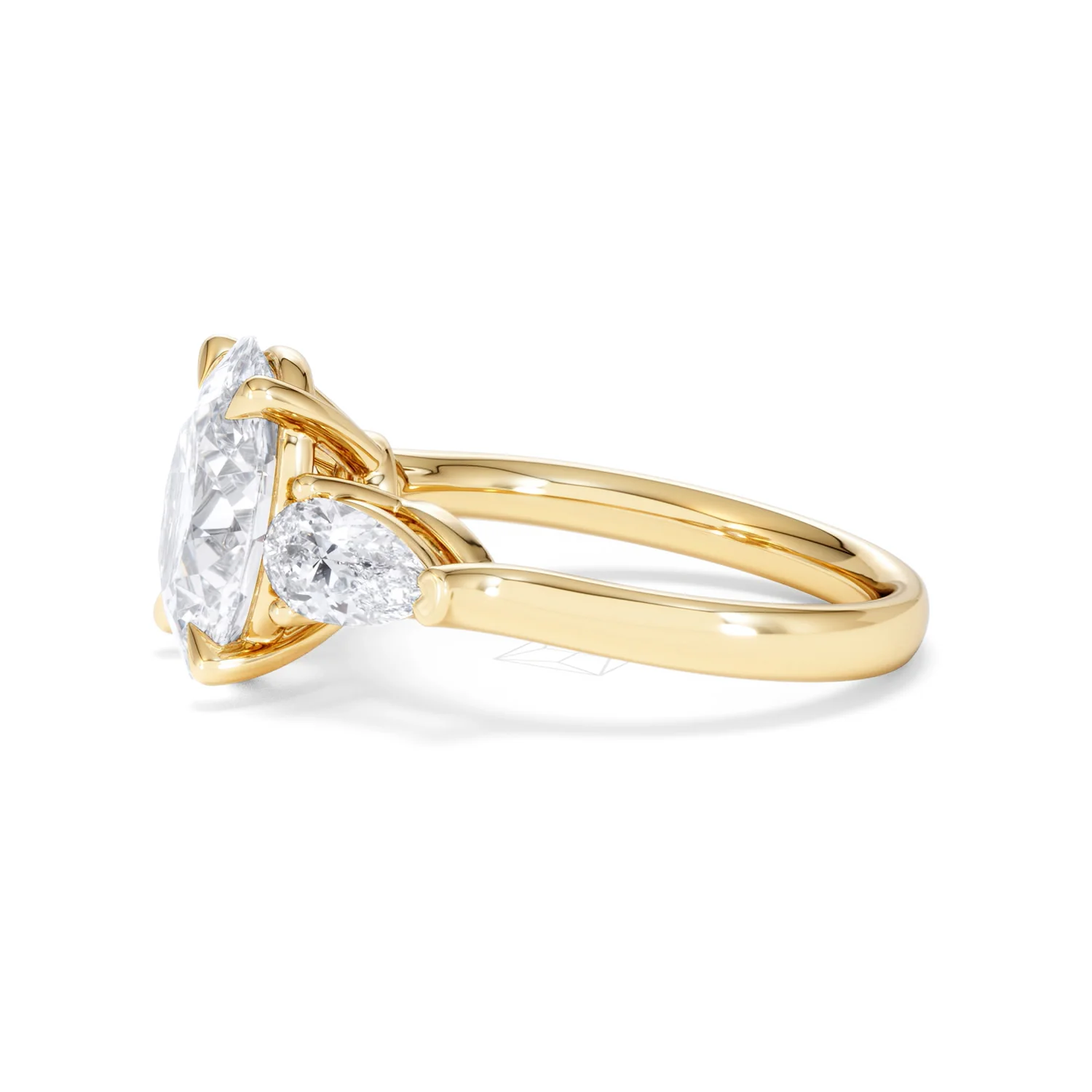 Adore 3.80ct Oval Cut Lab Diamond 3 Stone Engagement Ring in 18K Yellow Gold - Image 70