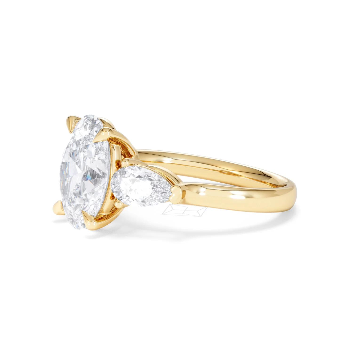 Adore 3.80ct Oval Cut Lab Diamond 3 Stone Engagement Ring in 18K Yellow Gold - Image 74