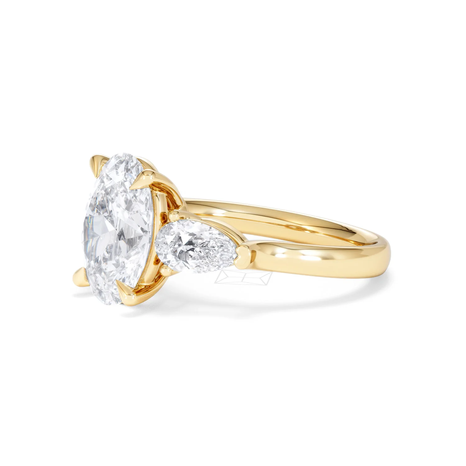Adore 3.80ct Oval Cut Lab Diamond 3 Stone Engagement Ring in 18K Yellow Gold - Image 75