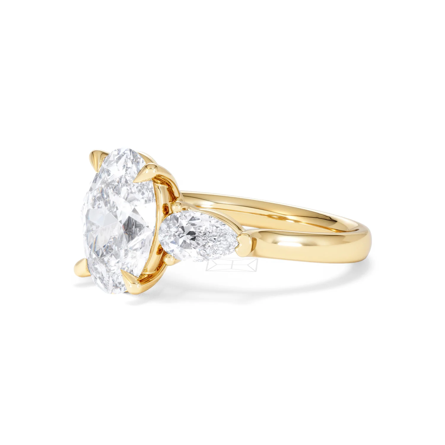 Adore 3.80ct Oval Cut Lab Diamond 3 Stone Engagement Ring in 18K Yellow Gold - Image 76