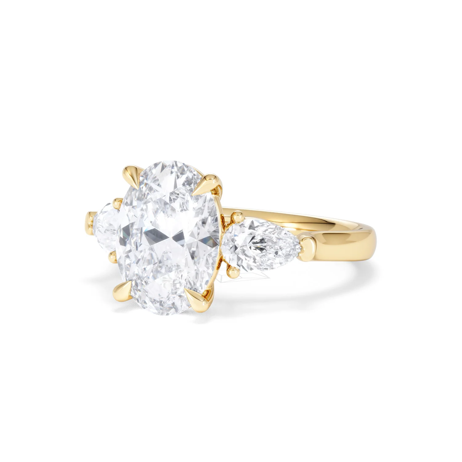 Adore 3.80ct Oval Cut Lab Diamond 3 Stone Engagement Ring in 18K Yellow Gold - Image 81