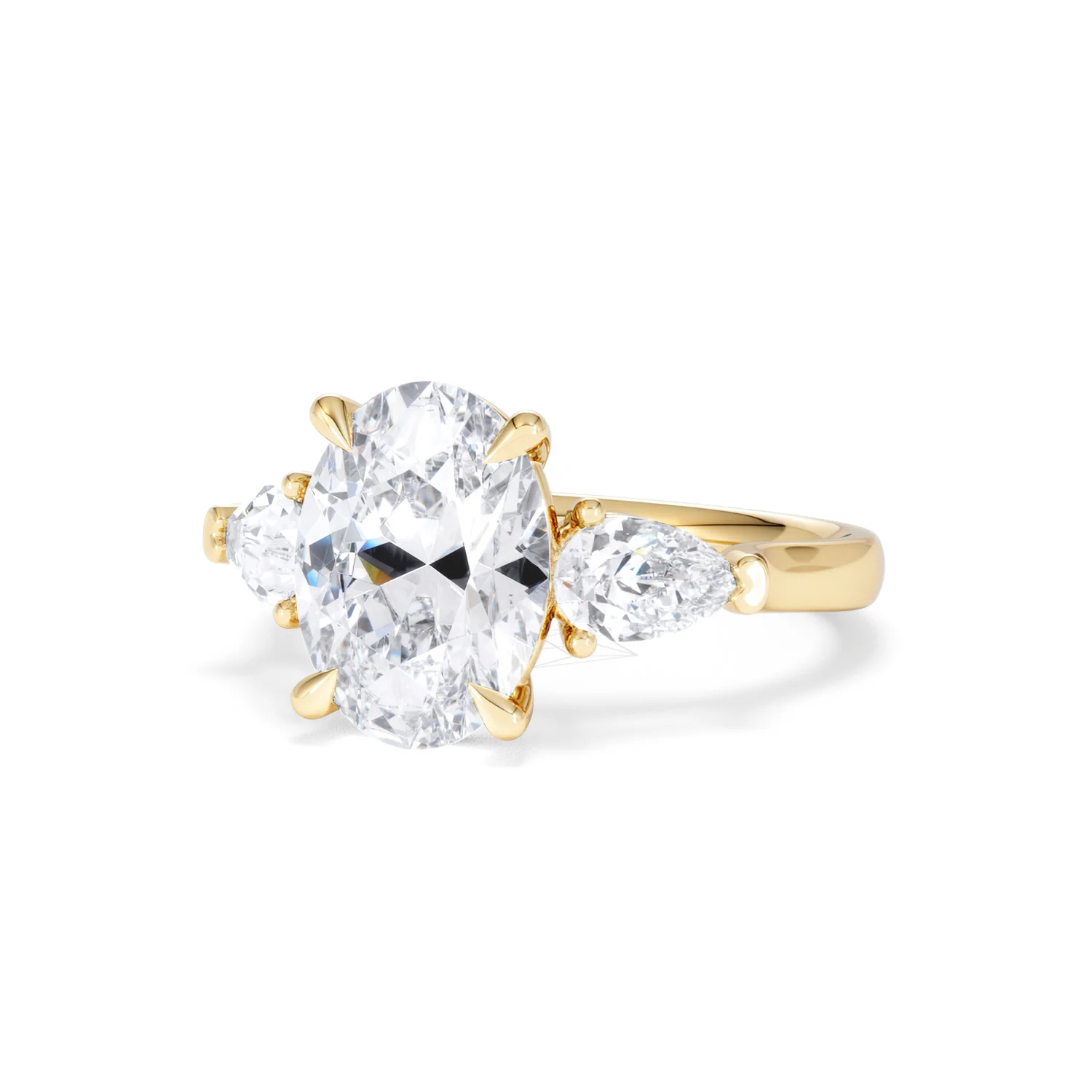 Adore 3.80ct Oval Cut Lab Diamond 3 Stone Engagement Ring in 18K Yellow Gold - Image 82