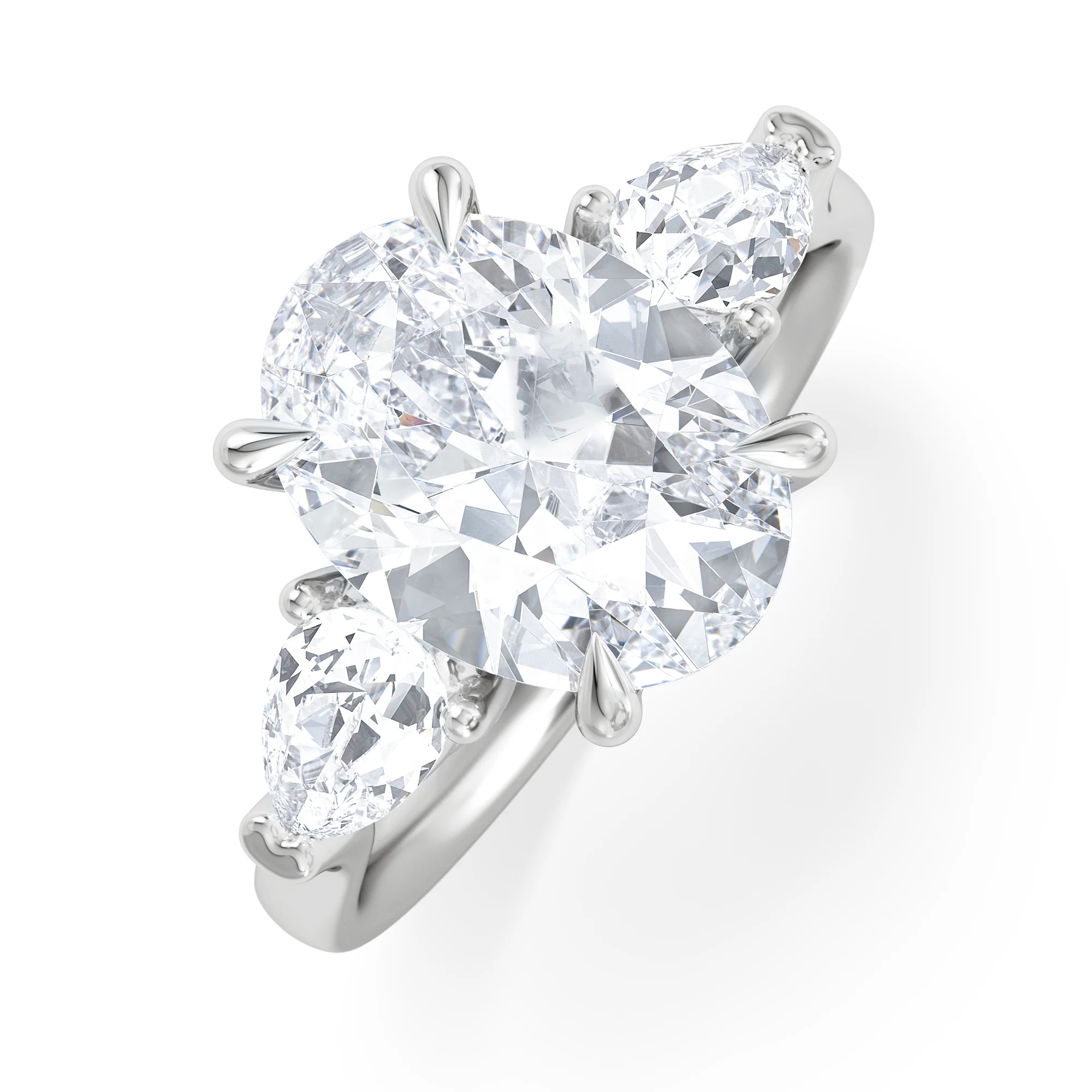 Adore 3.80ct Oval Cut Lab Diamond 3 Stone Engagement Ring in Platinum