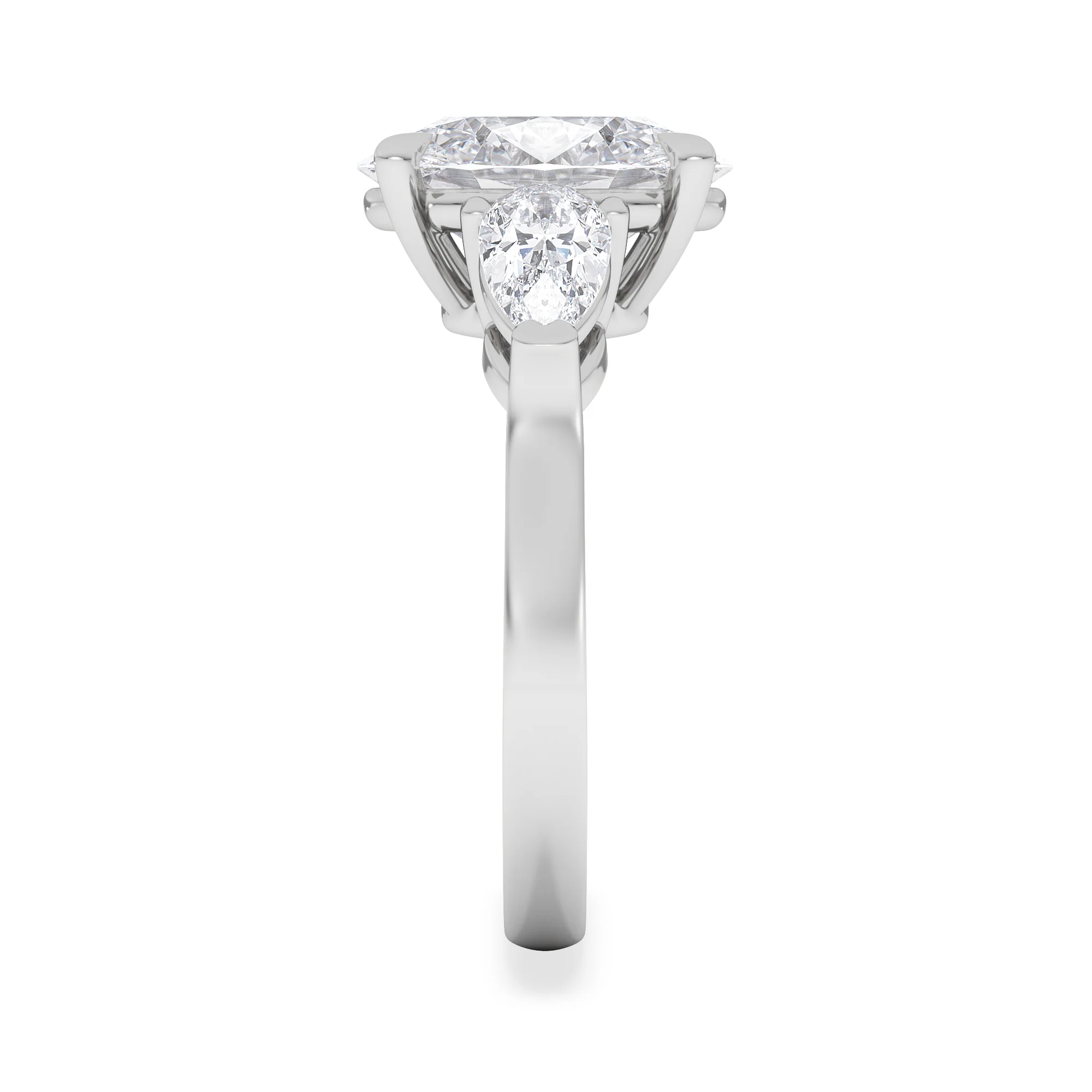 Adore 3.80ct Oval Cut Lab Diamond 3 Stone Engagement Ring in Platinum - Image 5