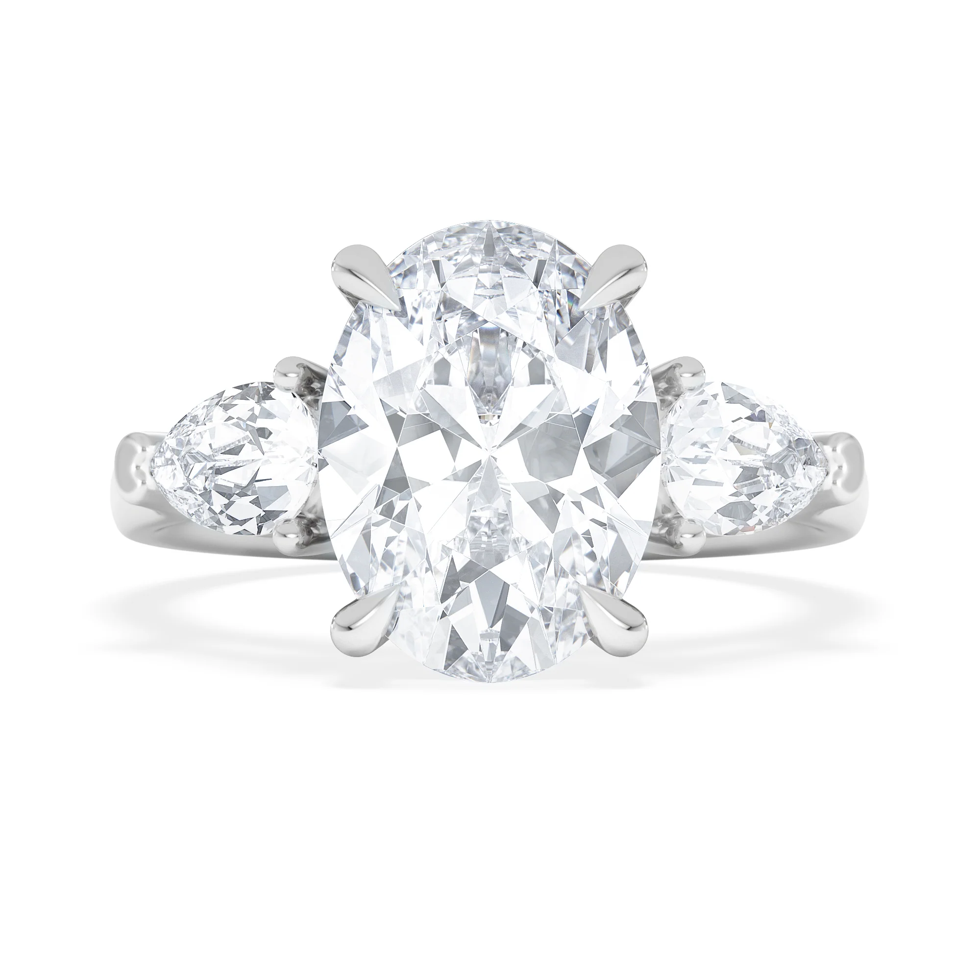 Adore 3.80ct Oval Cut Lab Diamond 3 Stone Engagement Ring in Platinum - Image 6