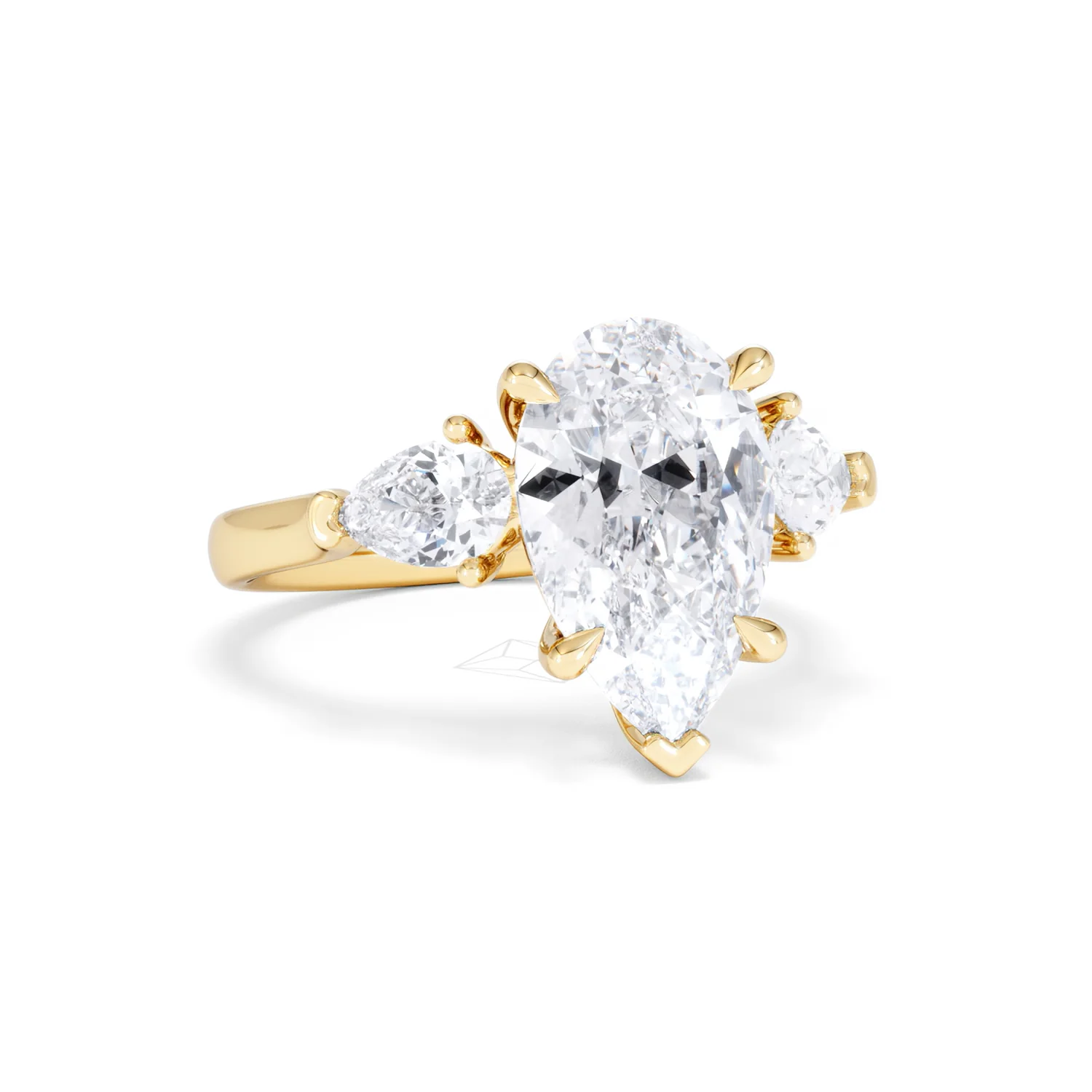 Adore 3.80ct Pear Cut Lab Diamond 3 Stone Engagement Ring in 18K Yellow Gold - Image 11