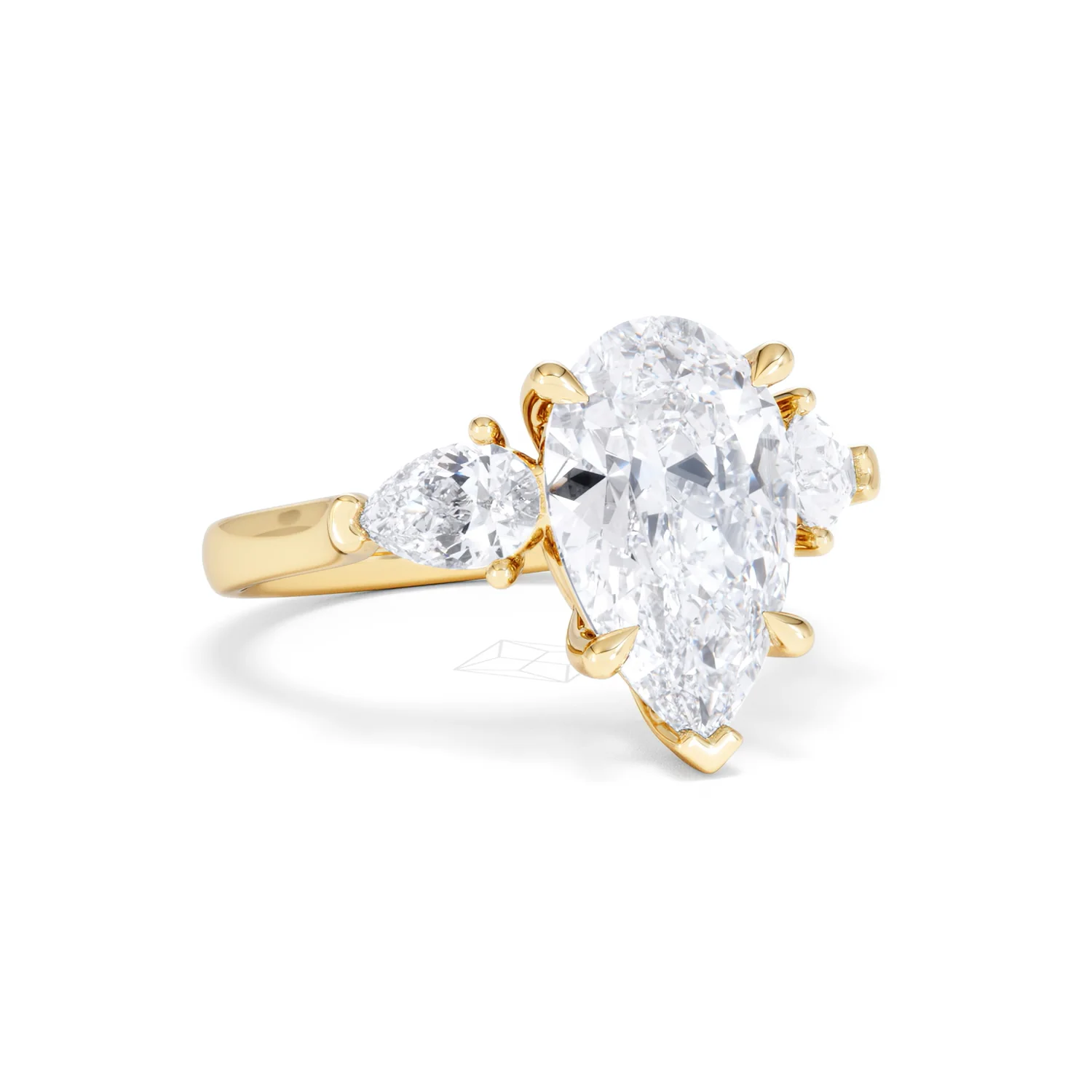 Adore 3.80ct Pear Cut Lab Diamond 3 Stone Engagement Ring in 18K Yellow Gold - Image 12