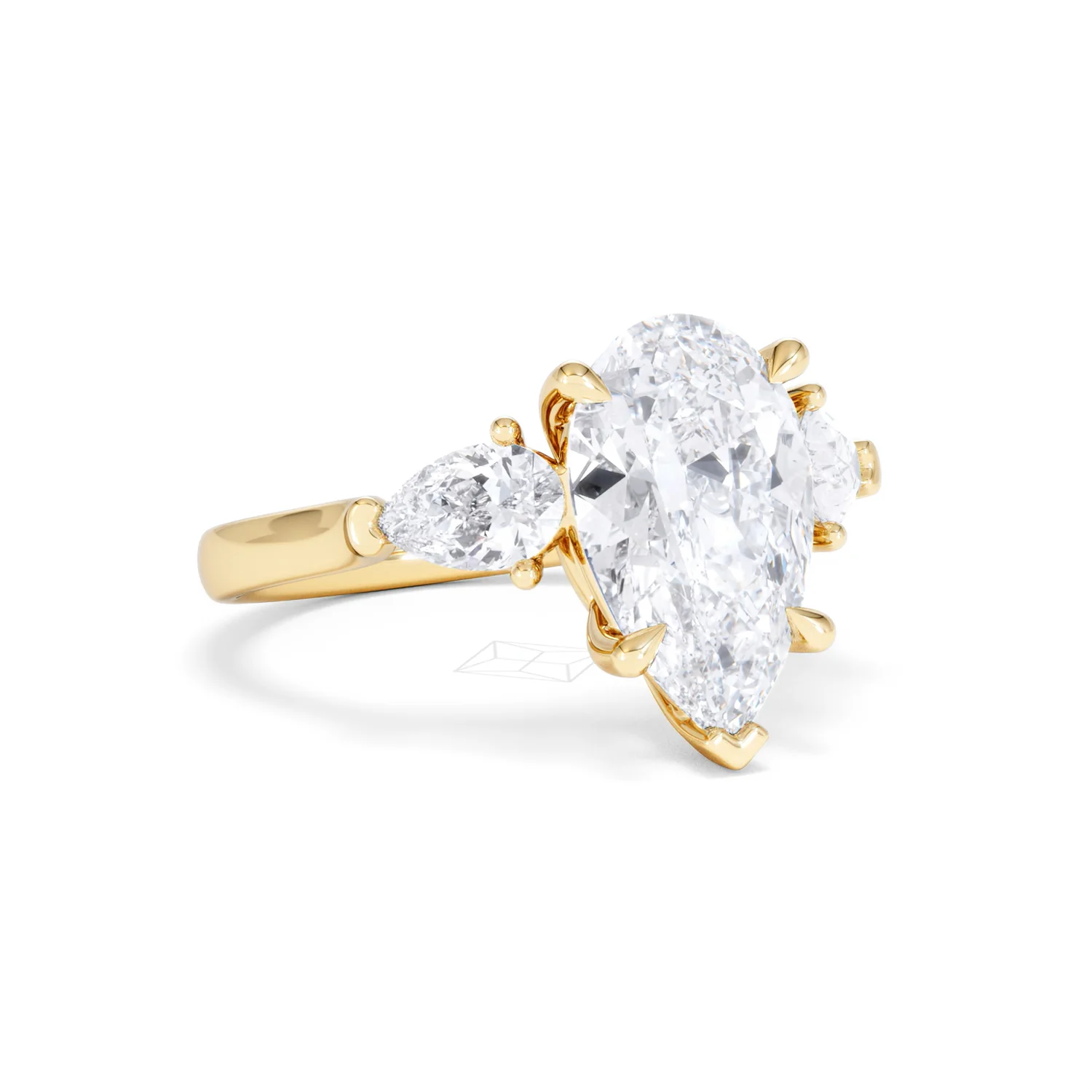 Adore 3.80ct Pear Cut Lab Diamond 3 Stone Engagement Ring in 18K Yellow Gold - Image 13