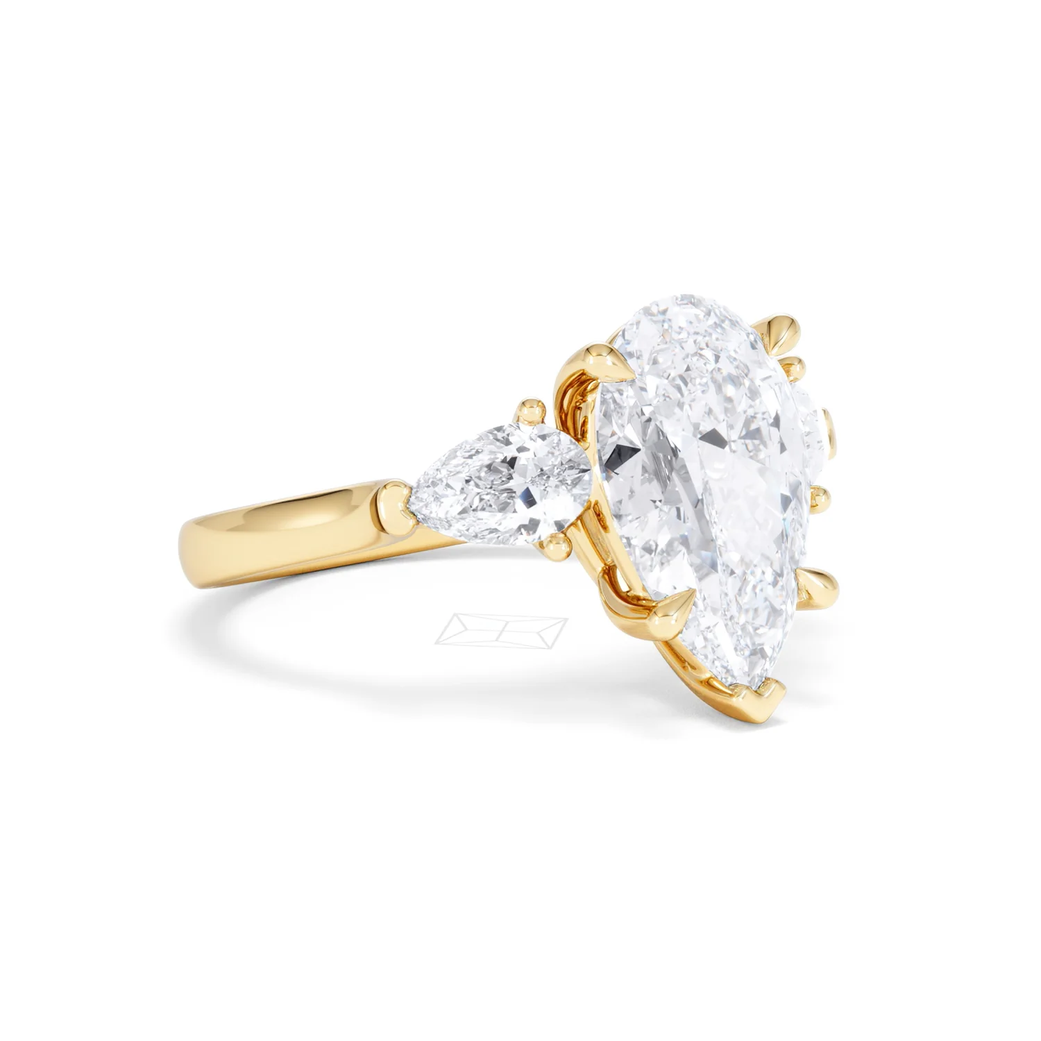 Adore 3.80ct Pear Cut Lab Diamond 3 Stone Engagement Ring in 18K Yellow Gold - Image 15