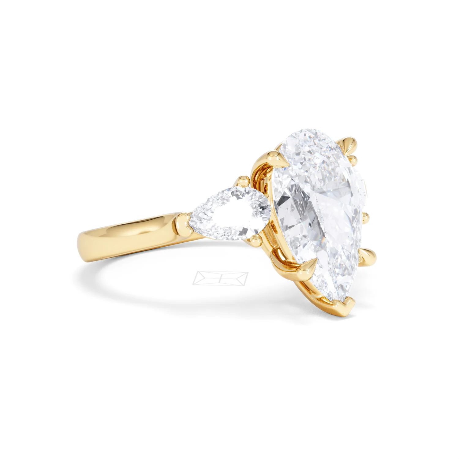 Adore 3.80ct Pear Cut Lab Diamond 3 Stone Engagement Ring in 18K Yellow Gold - Image 16