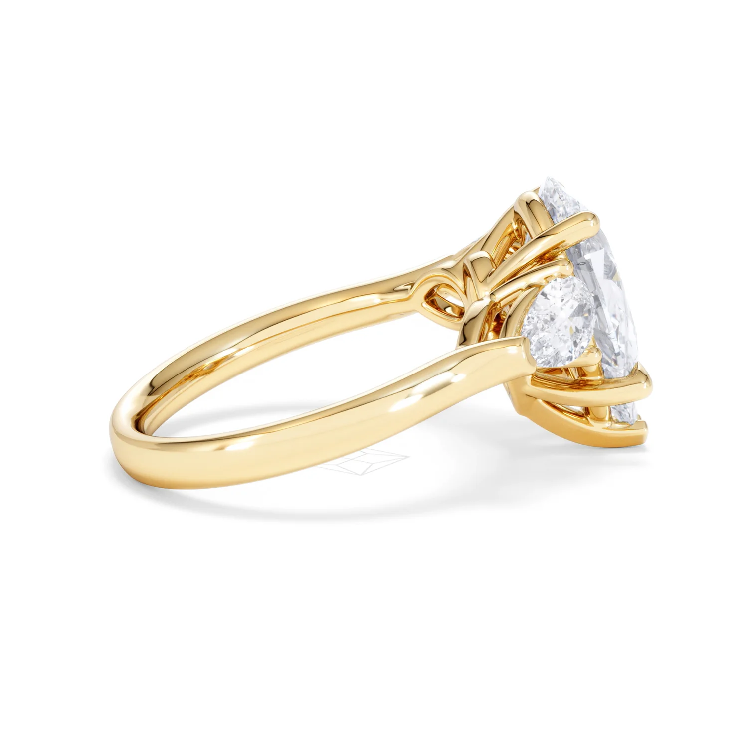 Adore 3.80ct Pear Cut Lab Diamond 3 Stone Engagement Ring in 18K Yellow Gold - Image 29
