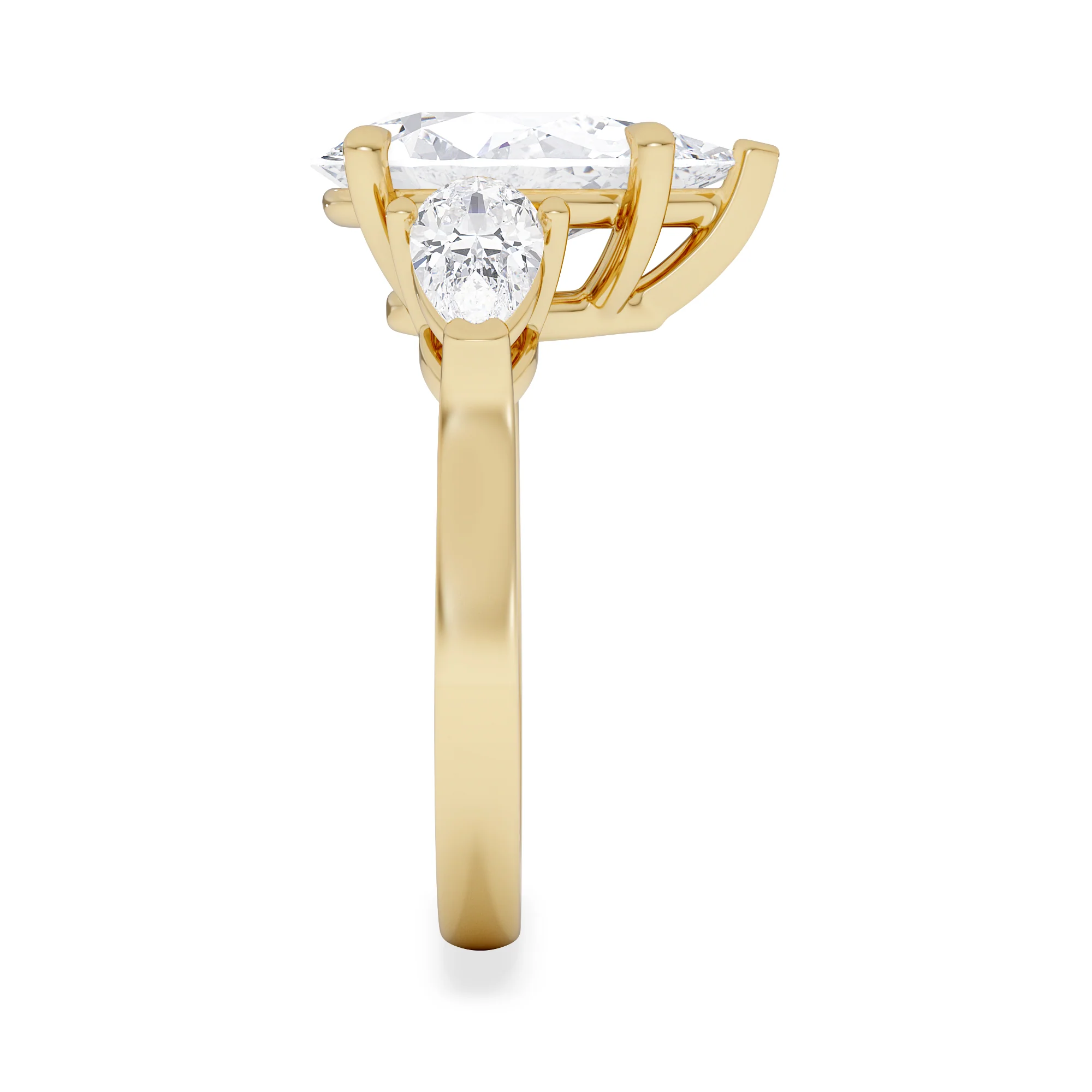 Adore 3.80ct Pear Cut Lab Diamond 3 Stone Engagement Ring in 18K Yellow Gold - Image 5