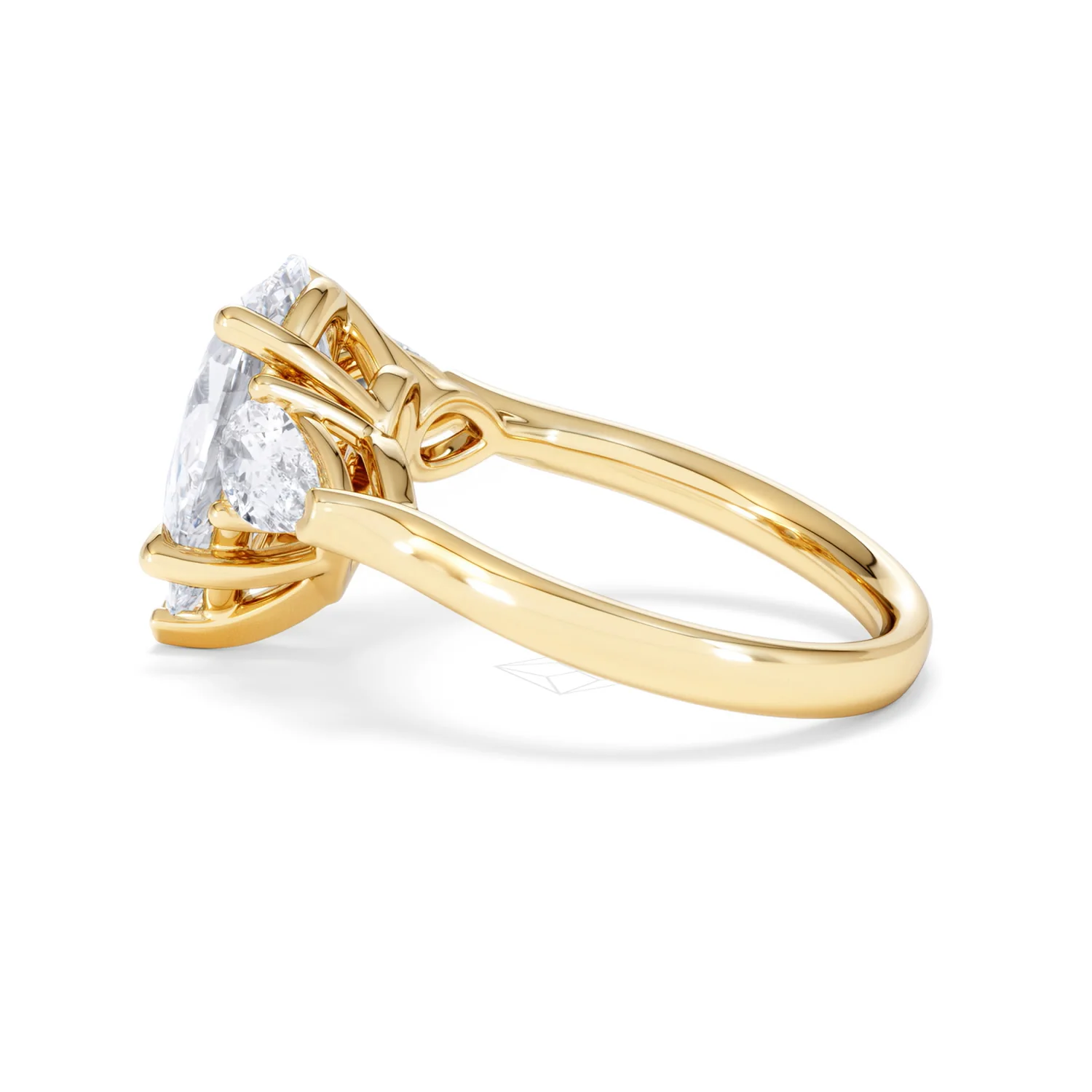 Adore 3.80ct Pear Cut Lab Diamond 3 Stone Engagement Ring in 18K Yellow Gold - Image 64