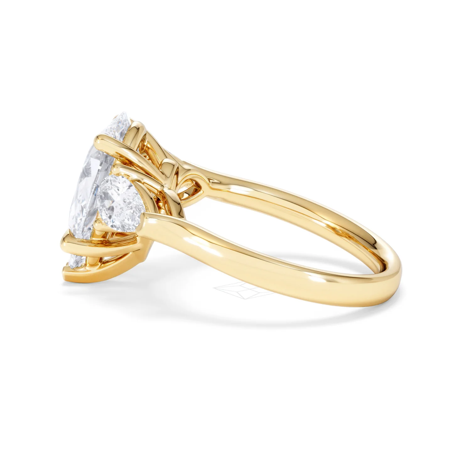 Adore 3.80ct Pear Cut Lab Diamond 3 Stone Engagement Ring in 18K Yellow Gold - Image 65