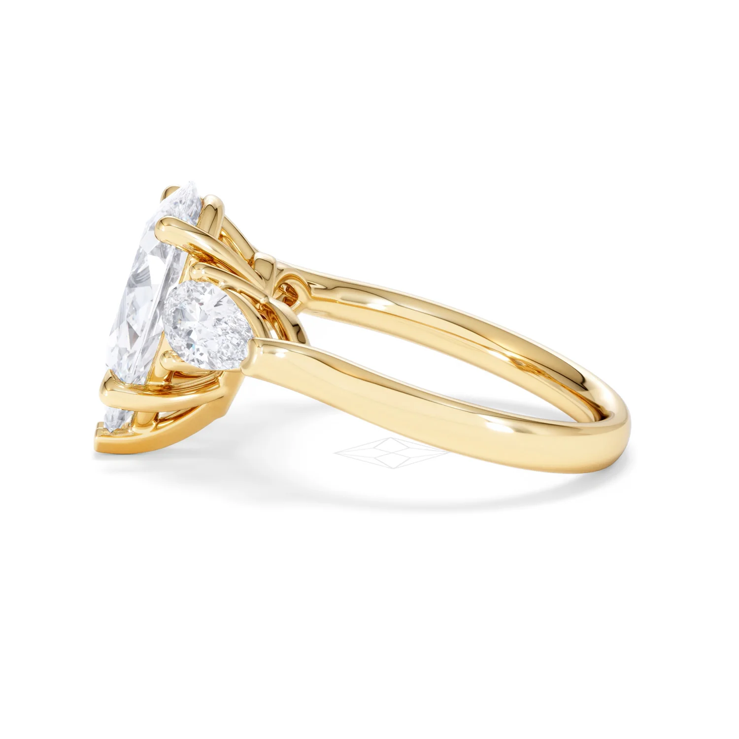Adore 3.80ct Pear Cut Lab Diamond 3 Stone Engagement Ring in 18K Yellow Gold - Image 67