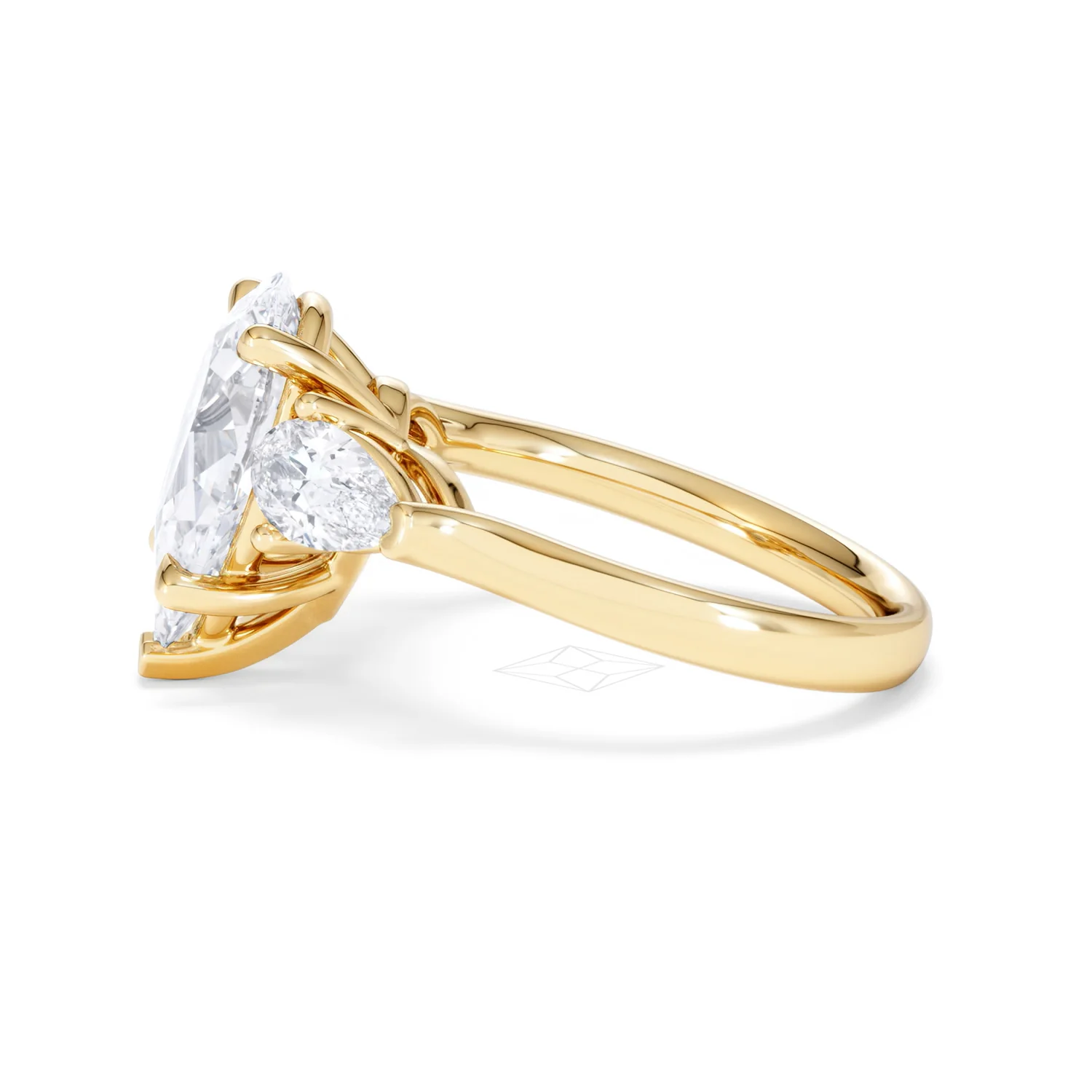 Adore 3.80ct Pear Cut Lab Diamond 3 Stone Engagement Ring in 18K Yellow Gold - Image 68